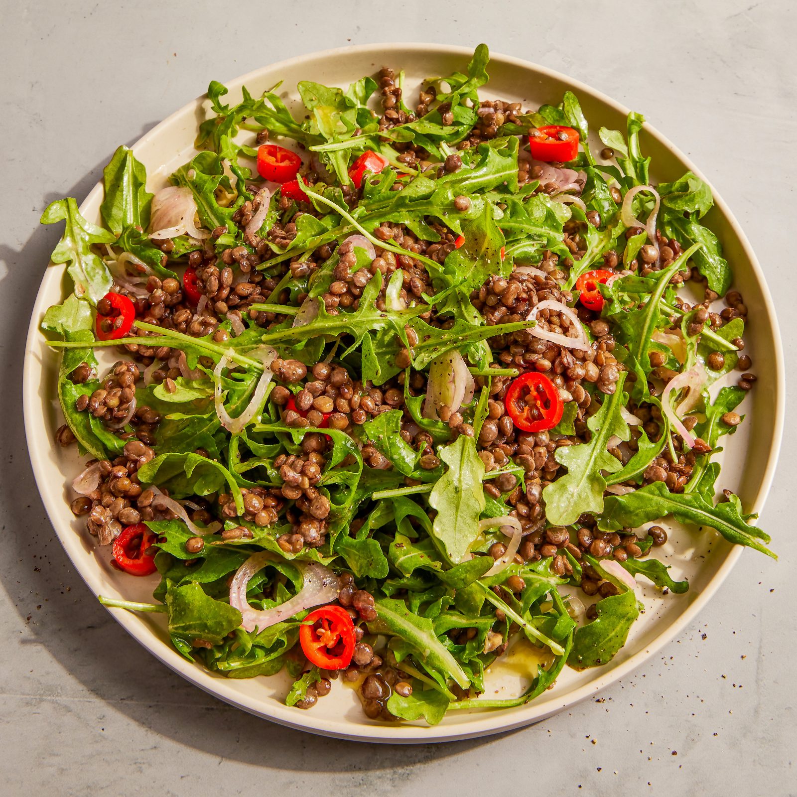 Lentil Salad Arugula Sweet Peppers