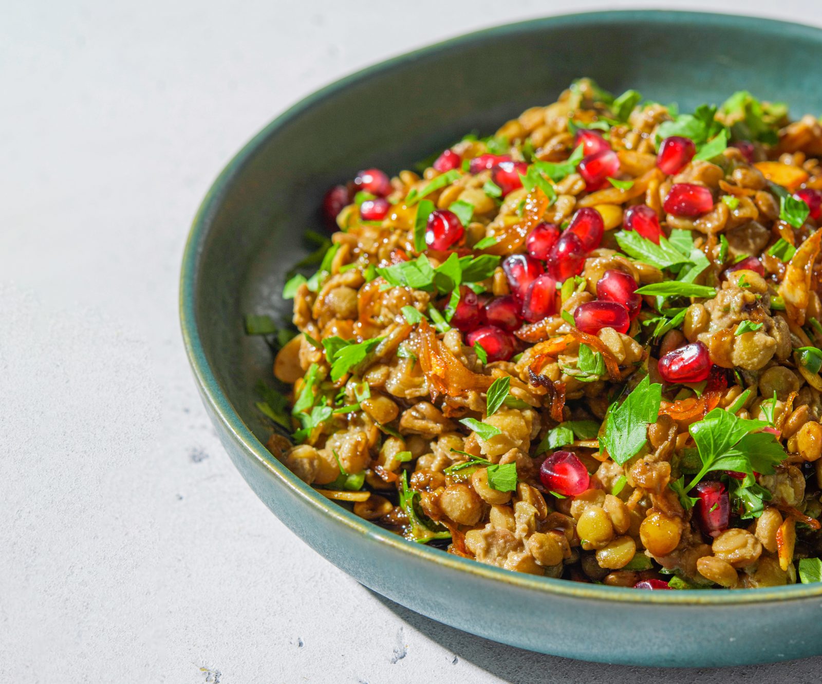 Lentil Salad Tahini Almonds Pomegranate Molasses