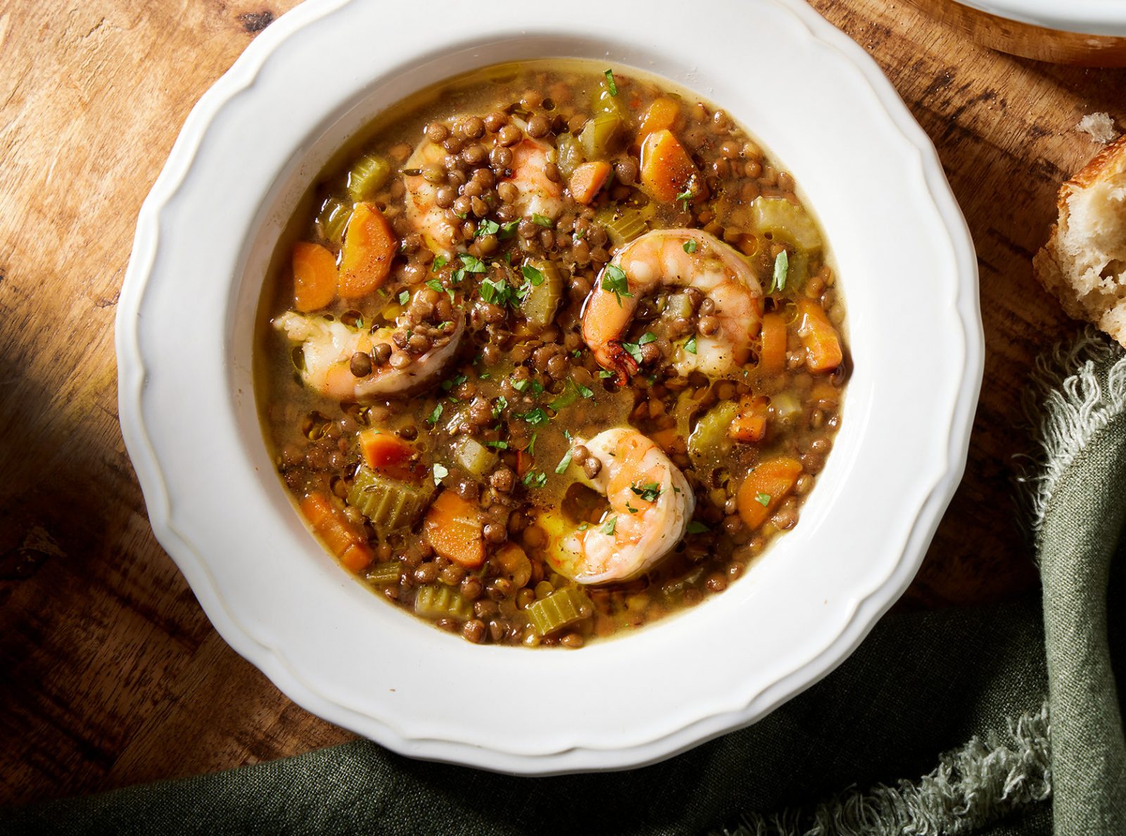 Lentil Soup Lemony Shrimp