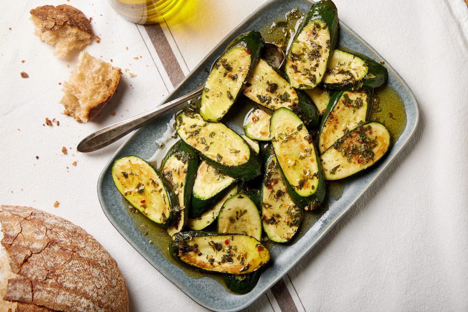 Marinated Zucchini Garlic Herbs Concia di Zucchine