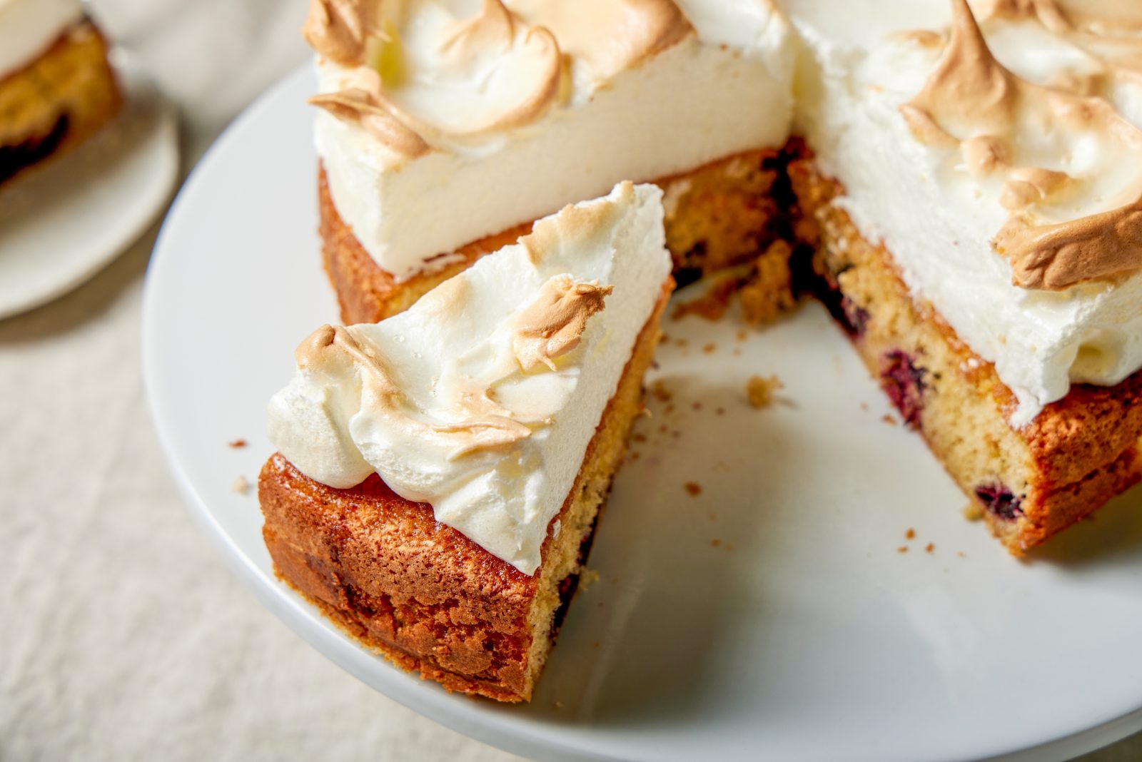 Meringue Topped Cake Cherries