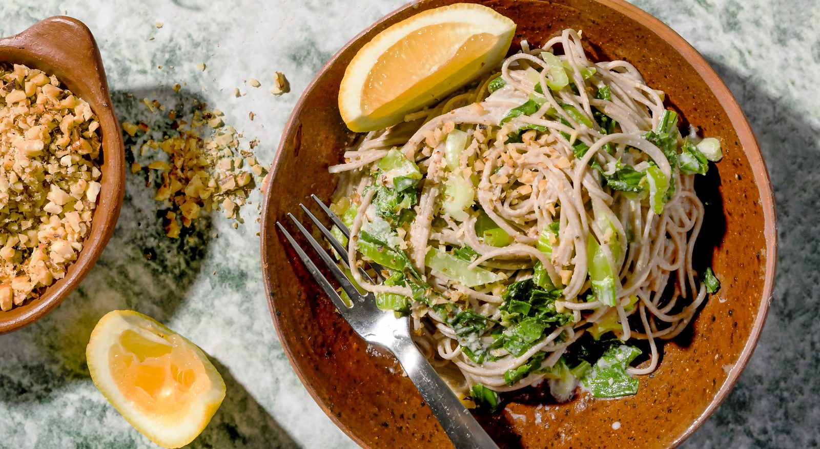 Miso Walnut Soba Bok Choy