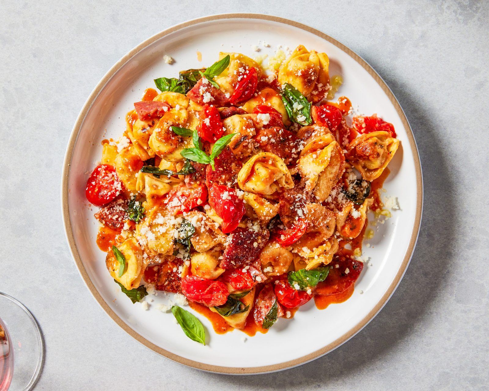 One Pot Tortellini Cherry Tomatoes Salami