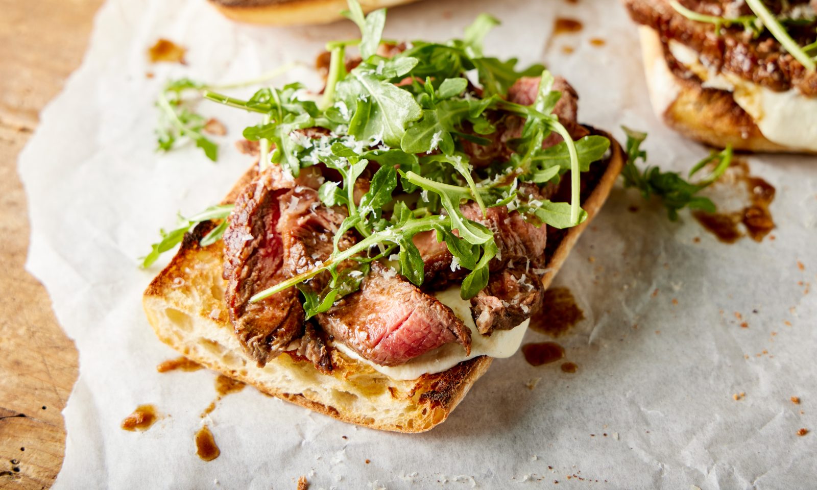Open Face Steak Sandwiches Arugula Marsala Sauce