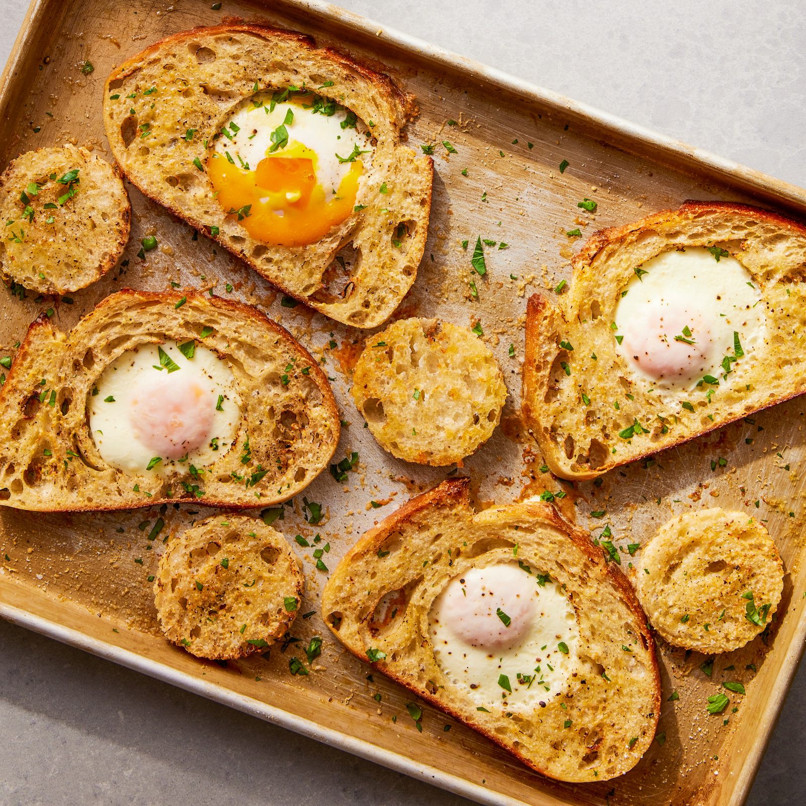 Oven Baked Eggs Hole Toasted Parmesan