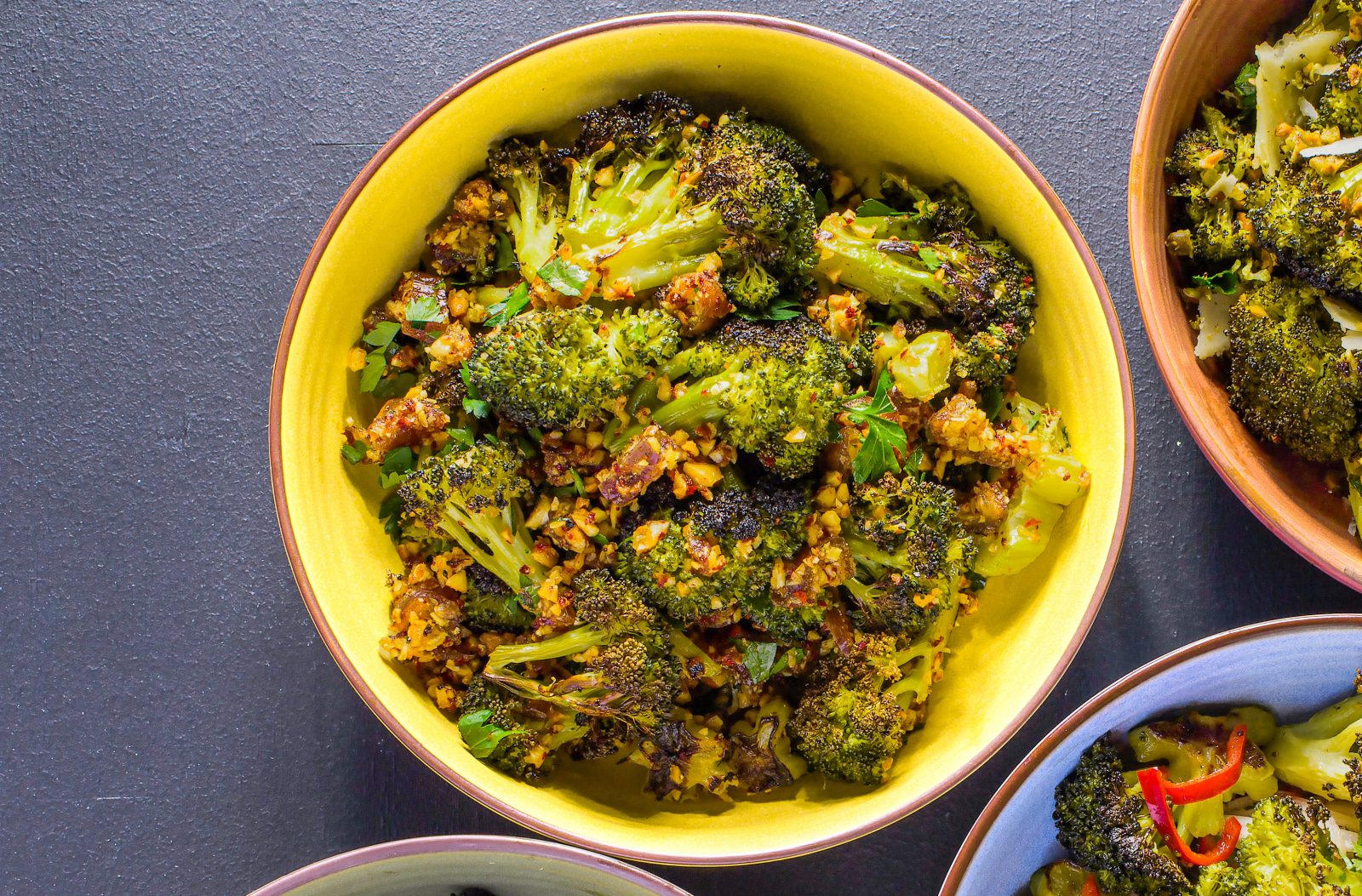 Oven Charred Broccoli Dates Toasted Almonds