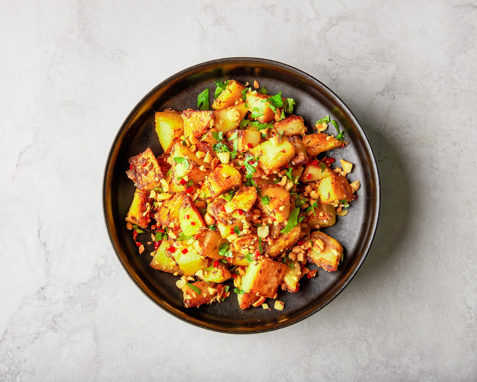 Pan Fried Potatoes Cumin Cilantro Peanuts