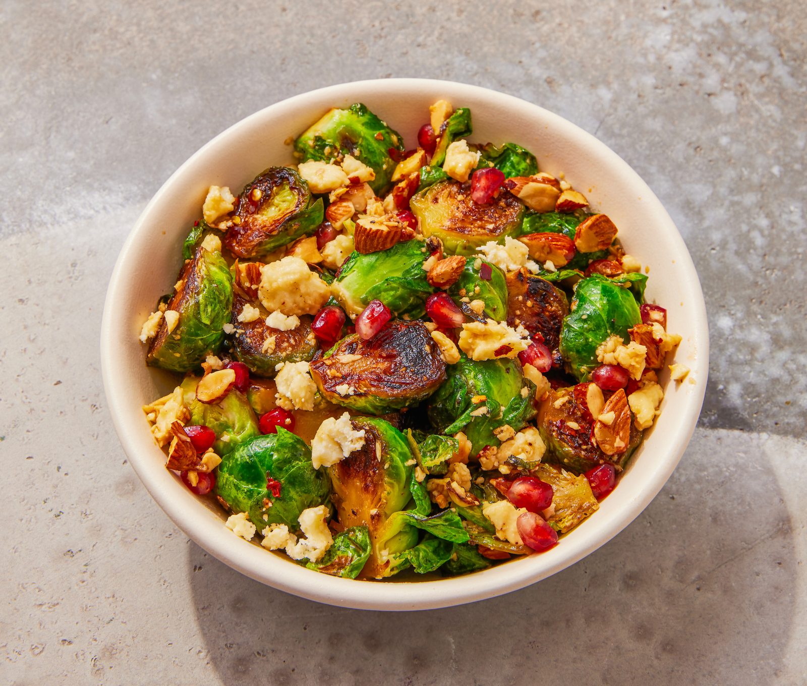 Pan Seared Brussels Sprouts Feta Honey