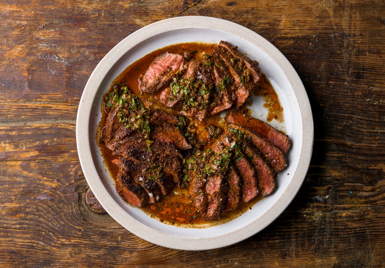 Pan Seared Steaks Sherry Caper Vinaigrette