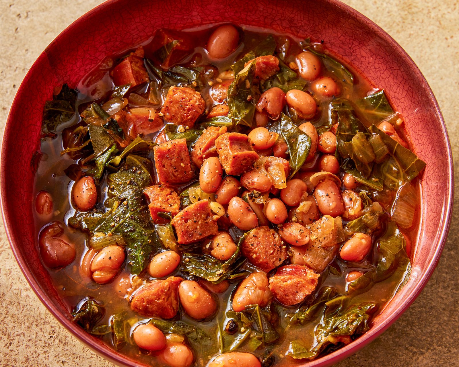 Paprika Pinto Bean Soup Collard Greens