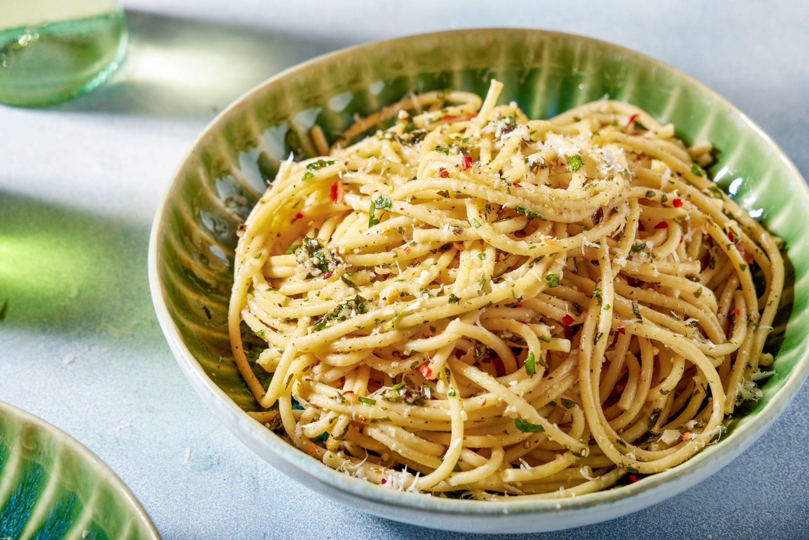 Pasta Lemon Marjoram Sauce Maccheroni con Aglio e Maggiorana