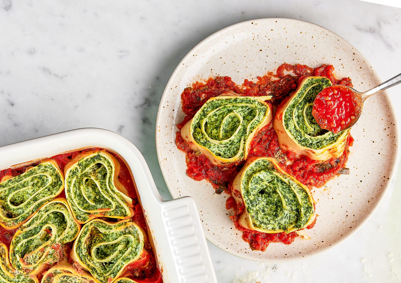 Pasta Rotolo Spinach Ricotta Casserole