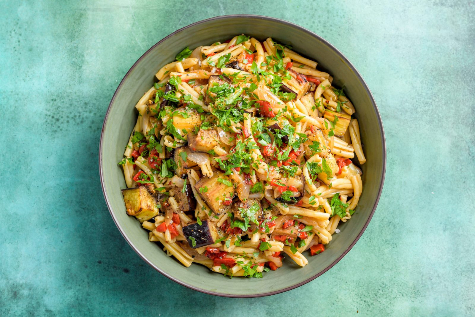 Pasta Spiced Eggplant Roasted Peppers