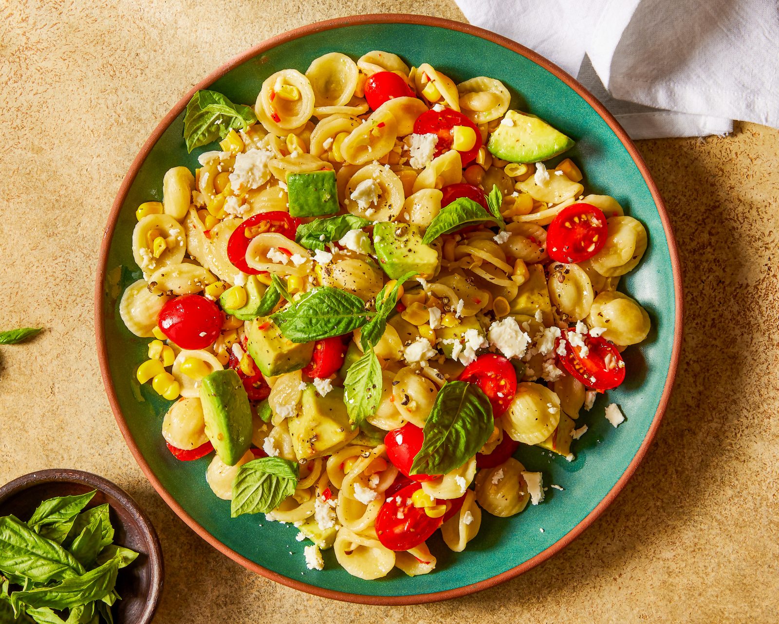 Pasta Tomatoes Sweet Corn Avocados