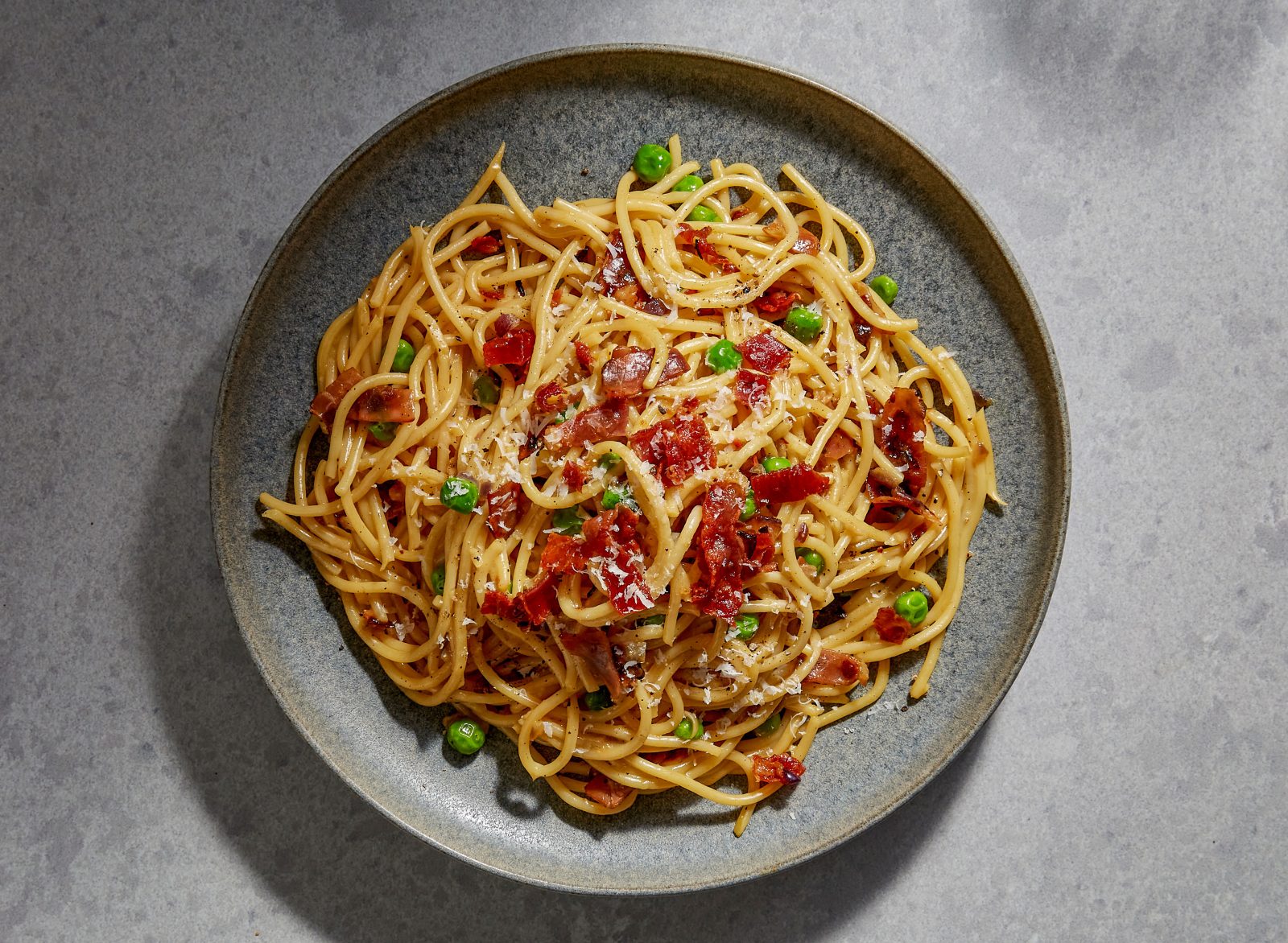 Pasta alla Papalina Spaghetti Proscuitto Parmesan Peas