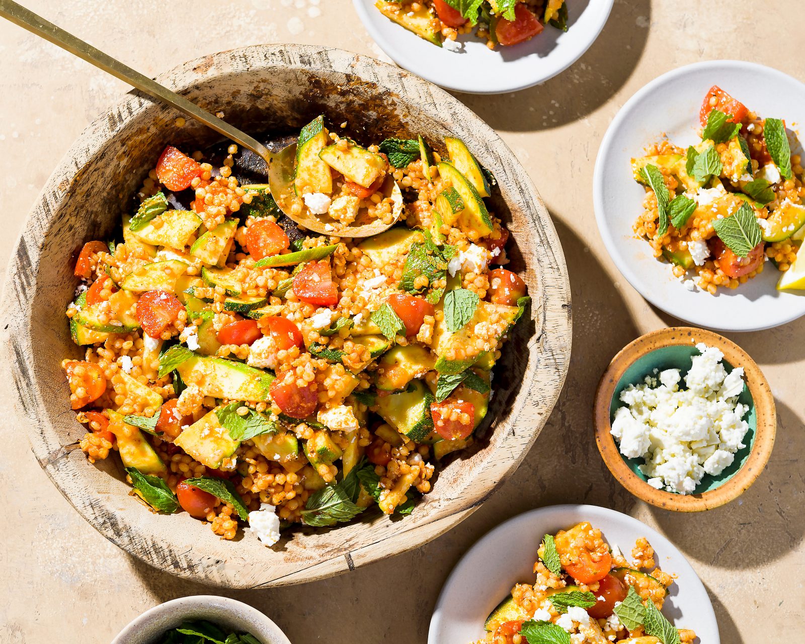 Pearl Couscous Zucchini Salad Tomato Vinaigrette