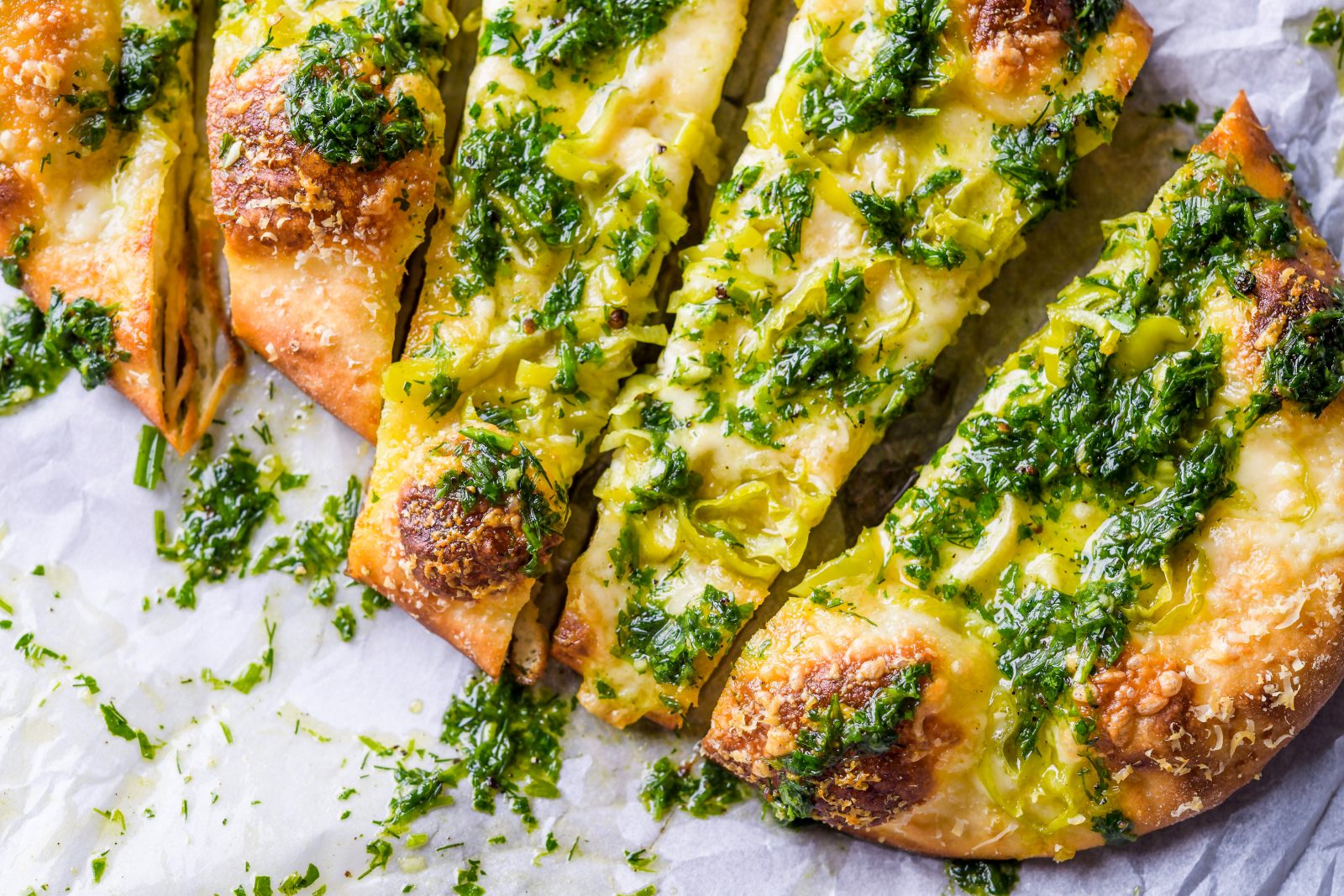 Peperoncini Cheese Pizzas Garlic-Herb Oil