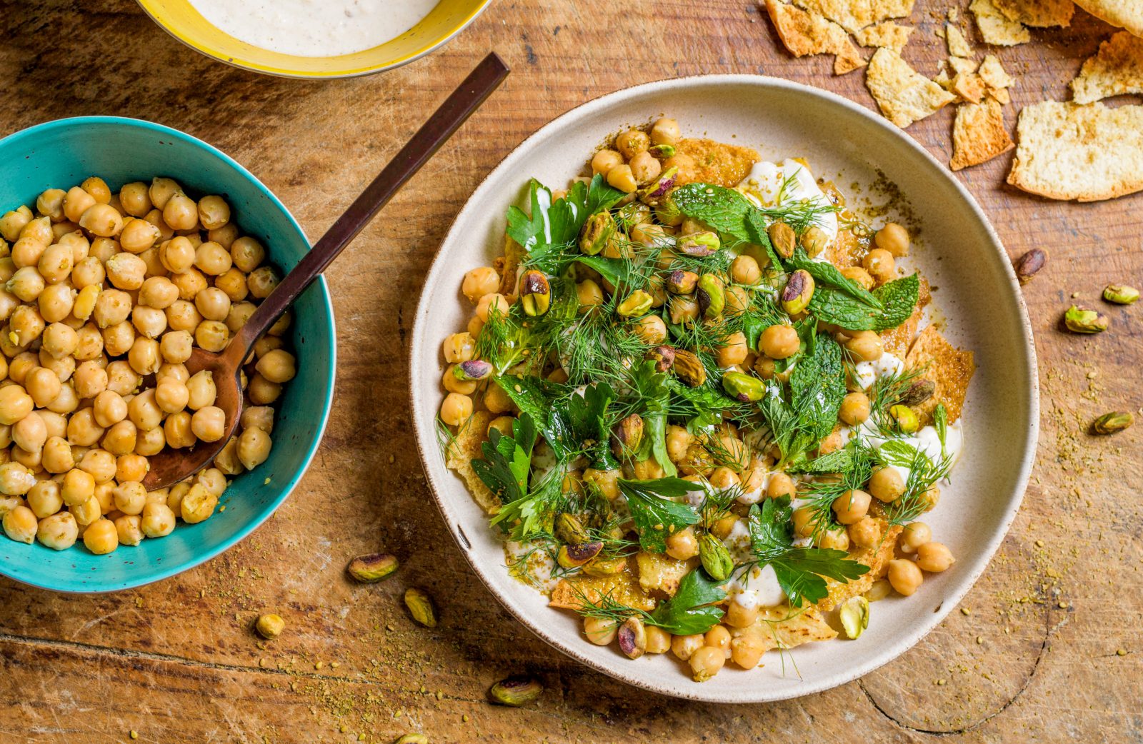 Pita Chickpea Herb Salad Tahini Yogurt