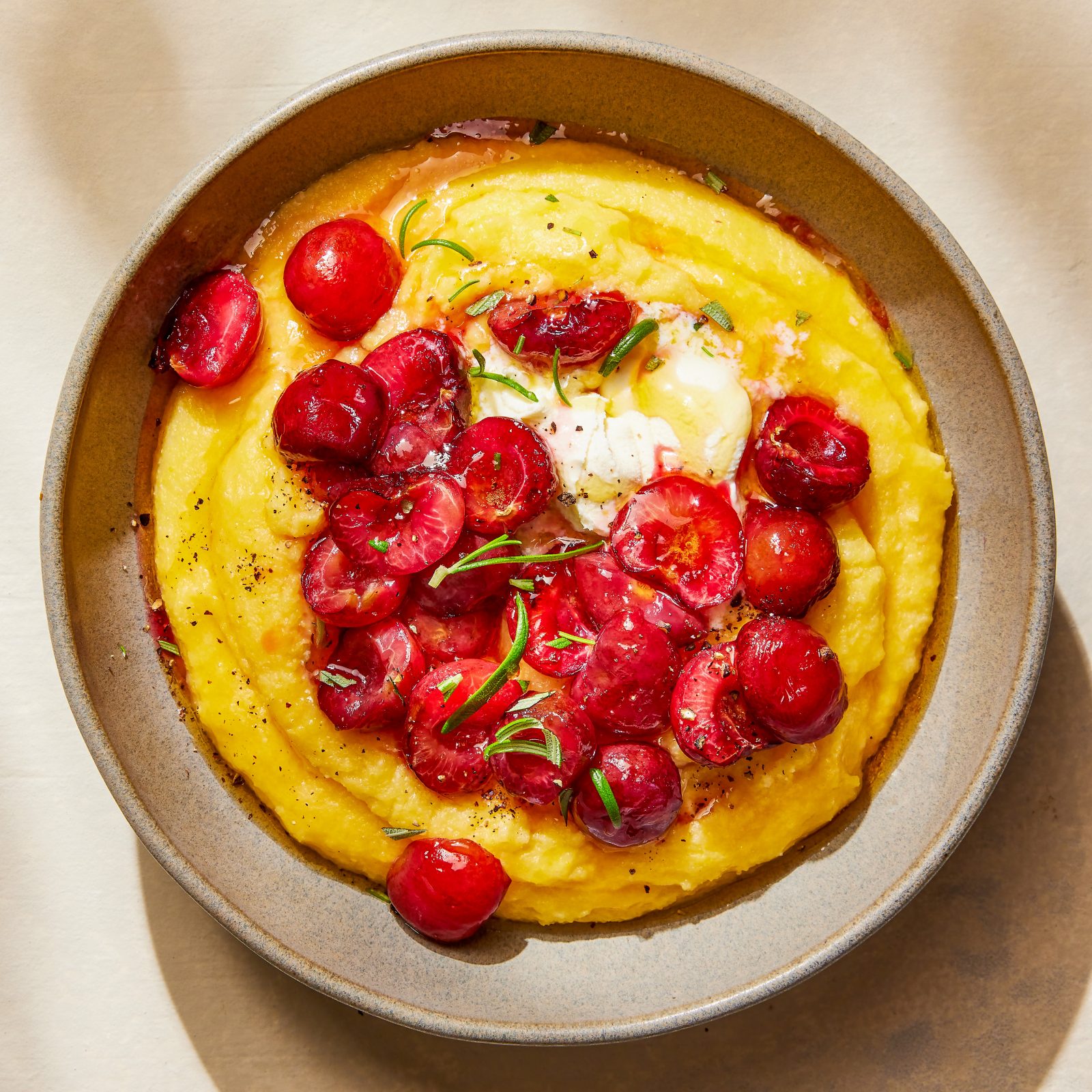 Polenta Roasted Stone Fruit Mascarpone Rosemary