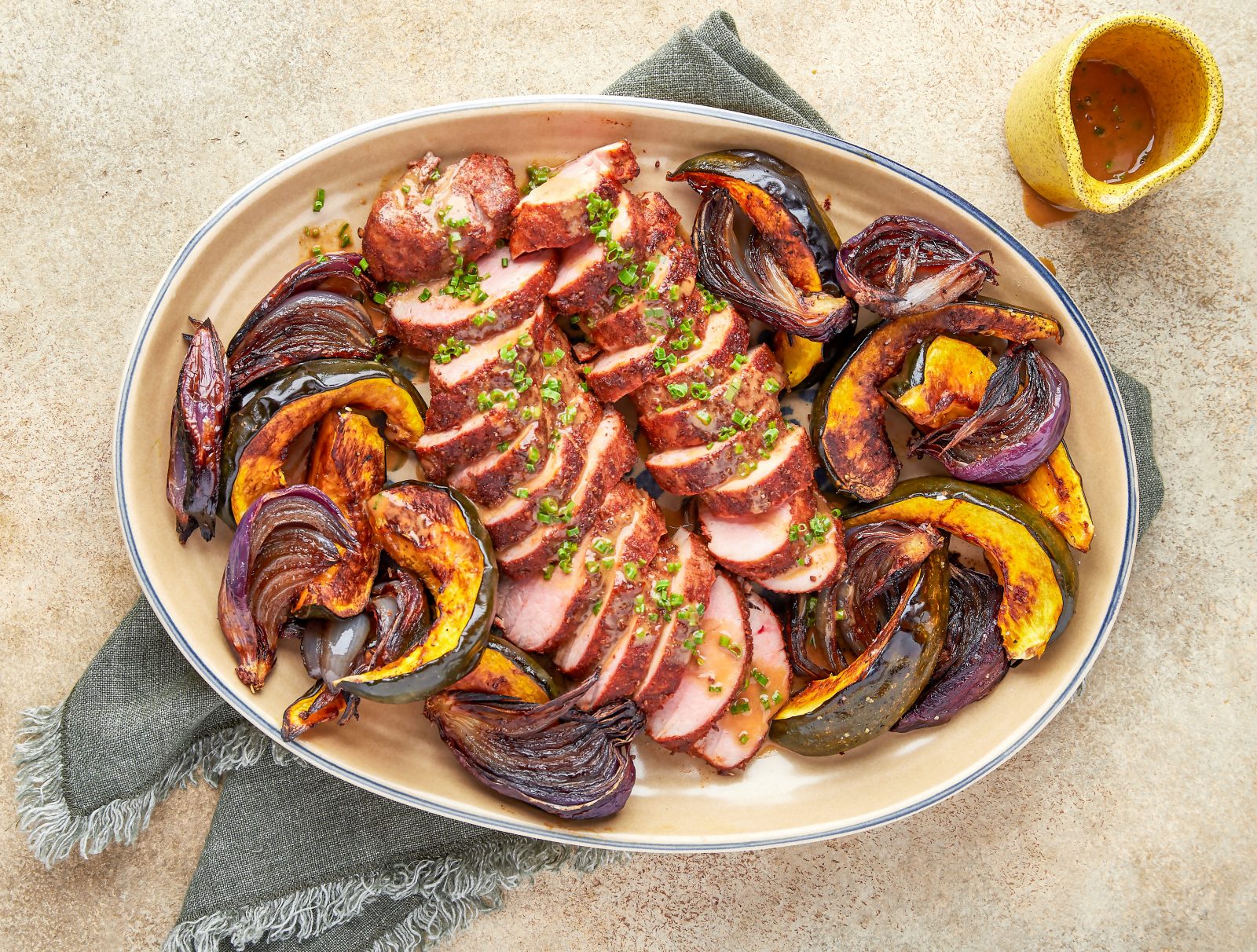 Pork Tenderloin Acorn Squash Traybake Paprika Caraway