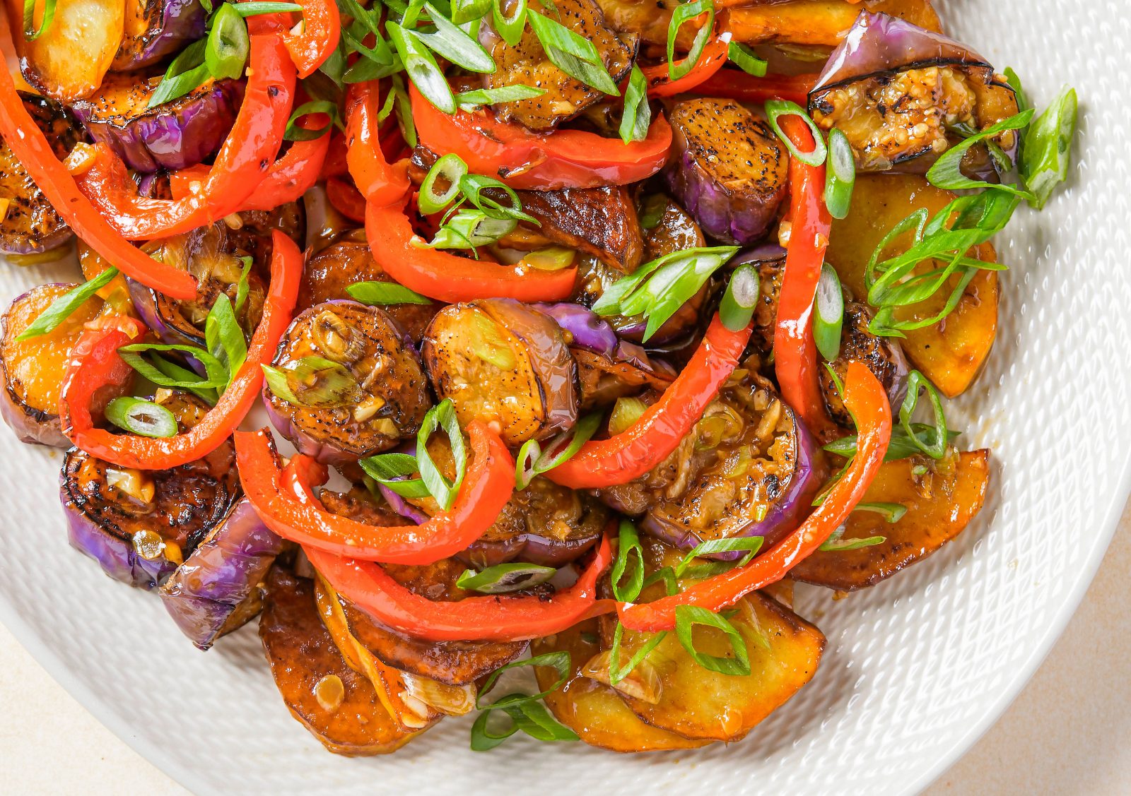 Potato Eggplant and Pepper Stir Fry