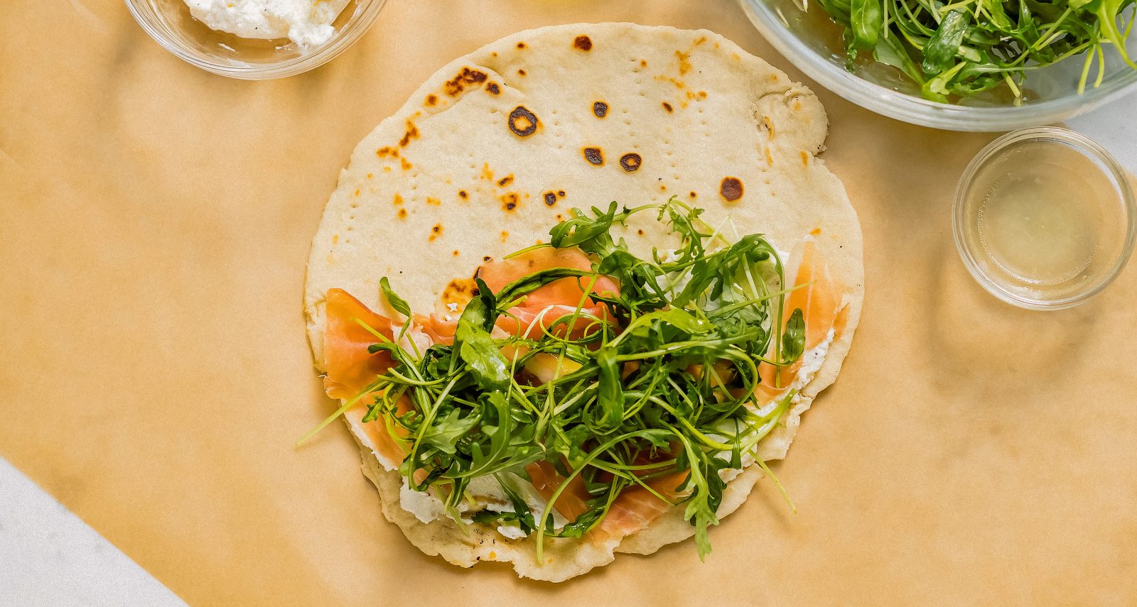 Prosciutto Arugula Ricotta Piadine Filling