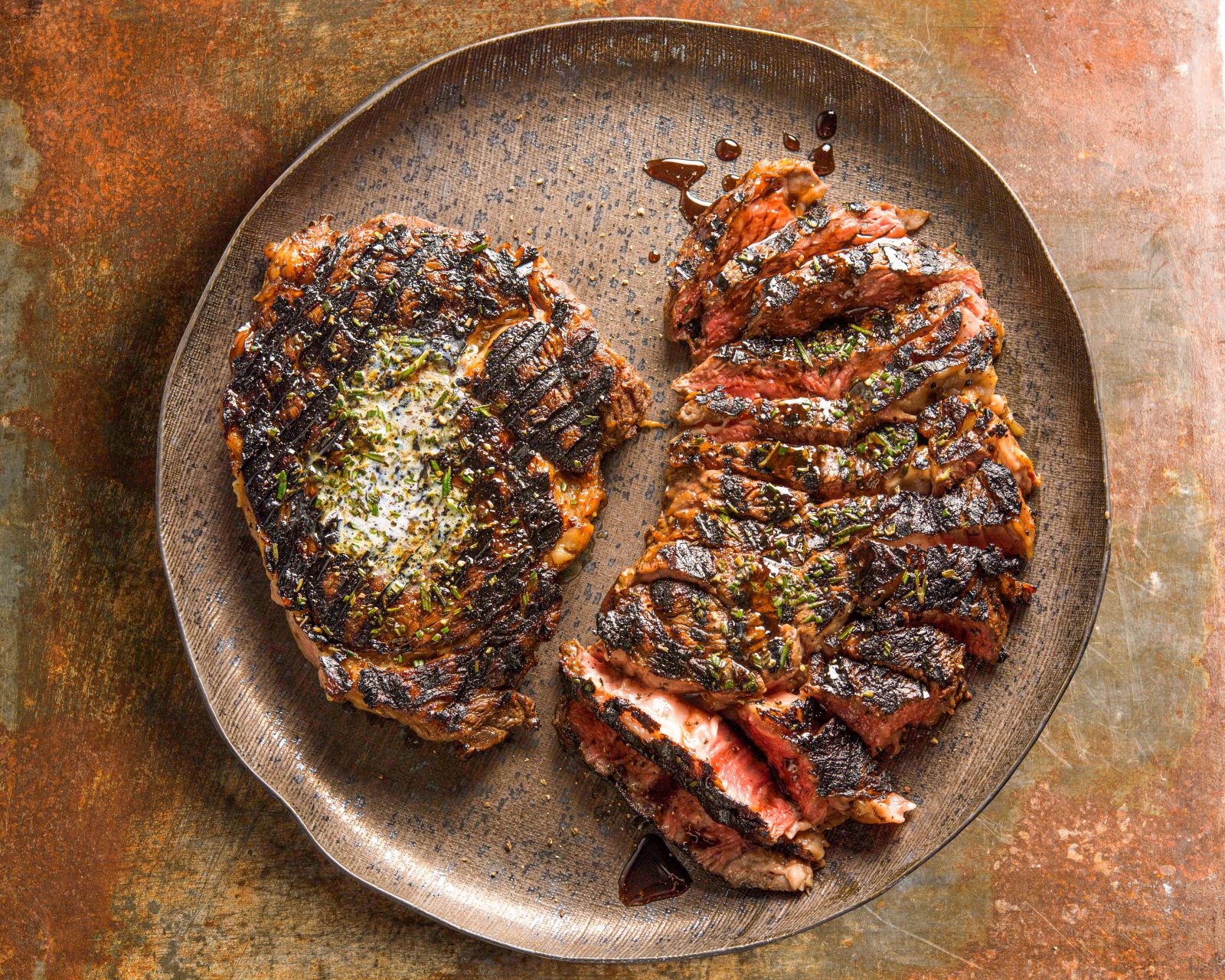Rib Eye Steaks Rosemary Pomegranate Molasses