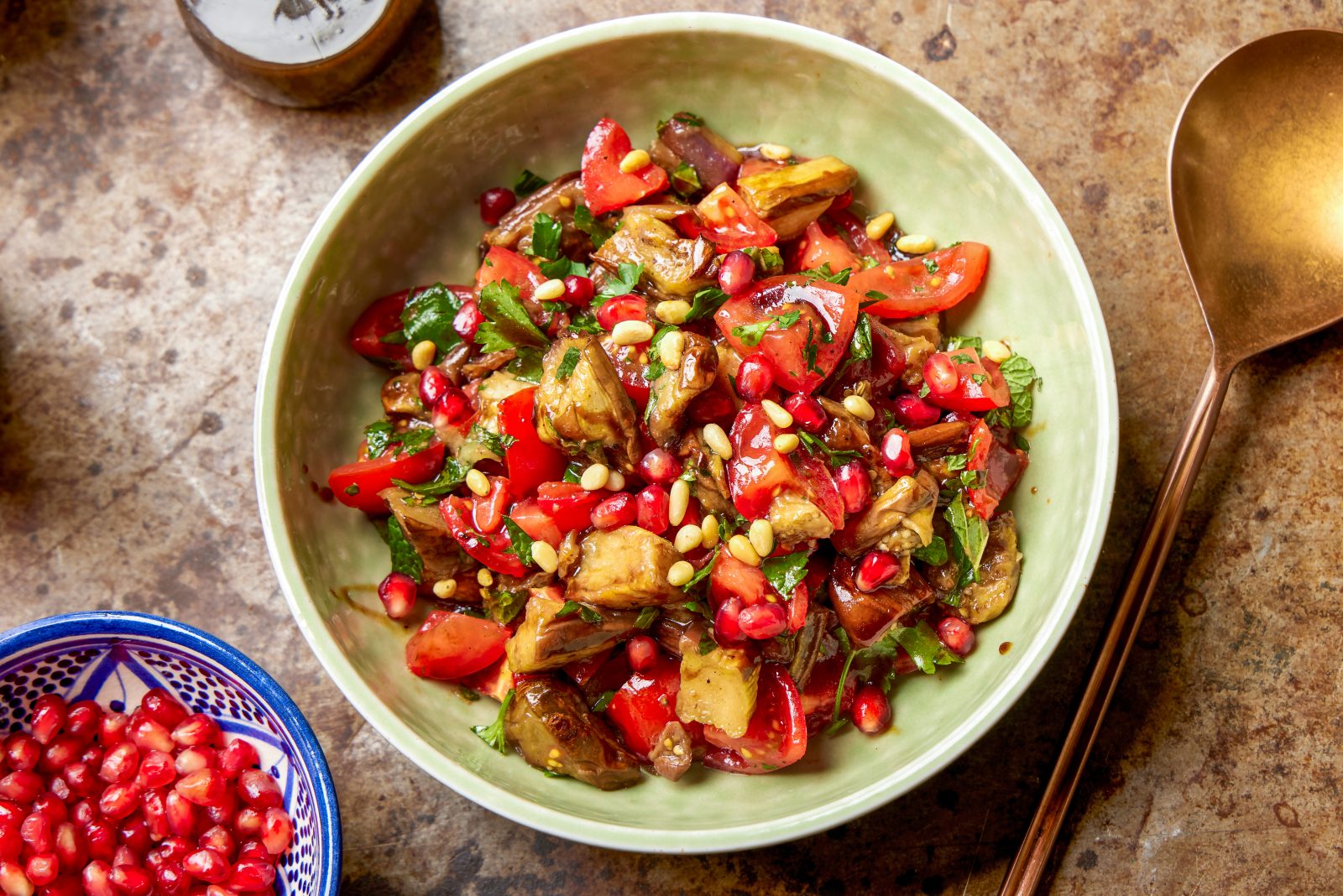 Roasted Eggplant Salad Tomatoes Pine Nuts