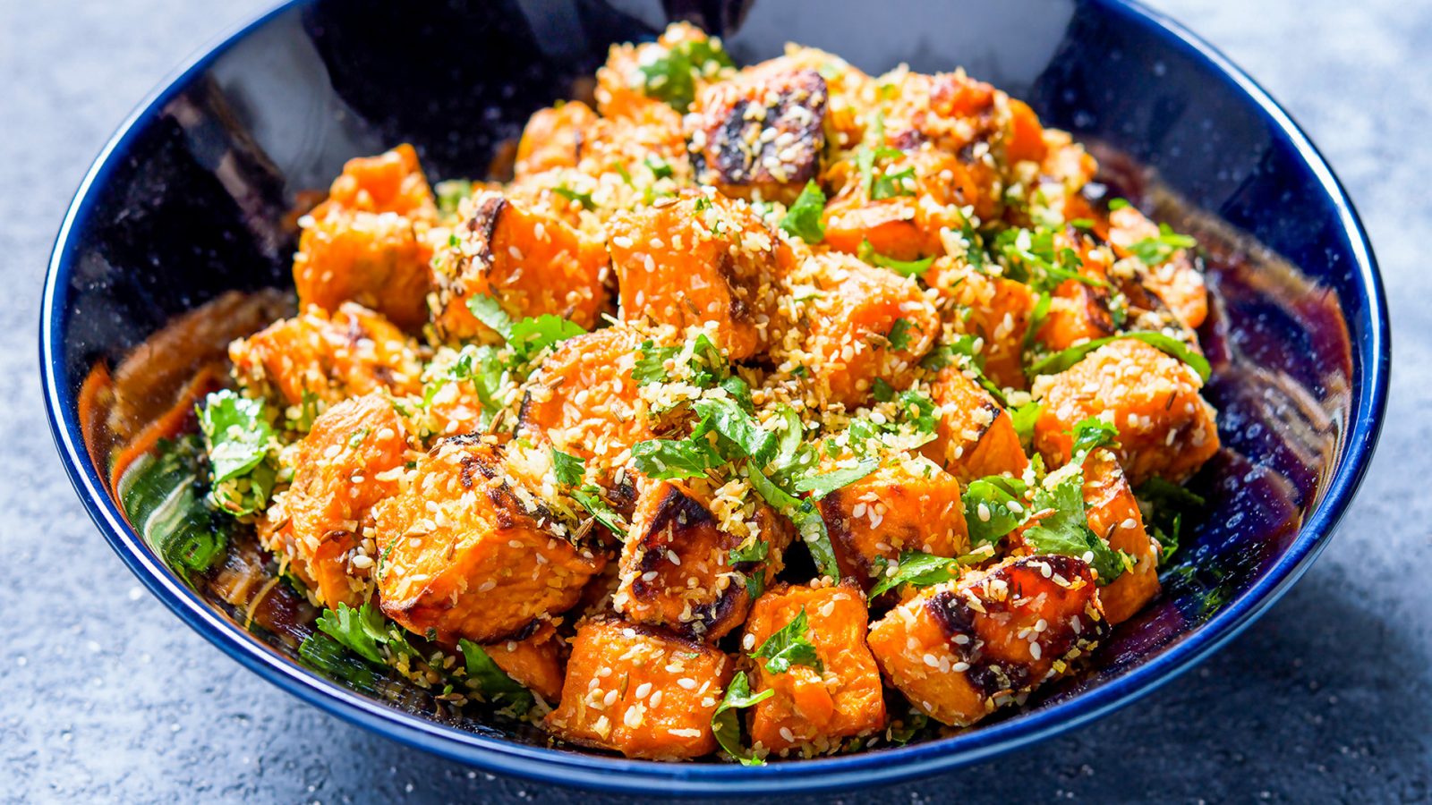 Roasted Sweet Potatoes Toasted Spices Cilantro Sabzi