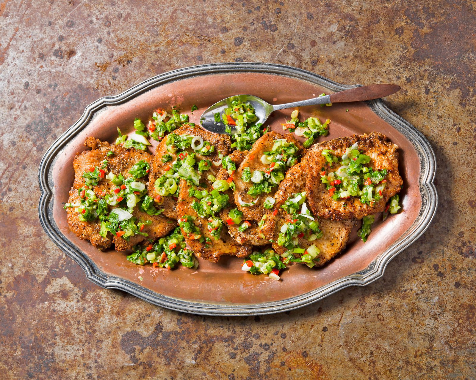 Salt Pepper Pork Chops Spicy Scallions