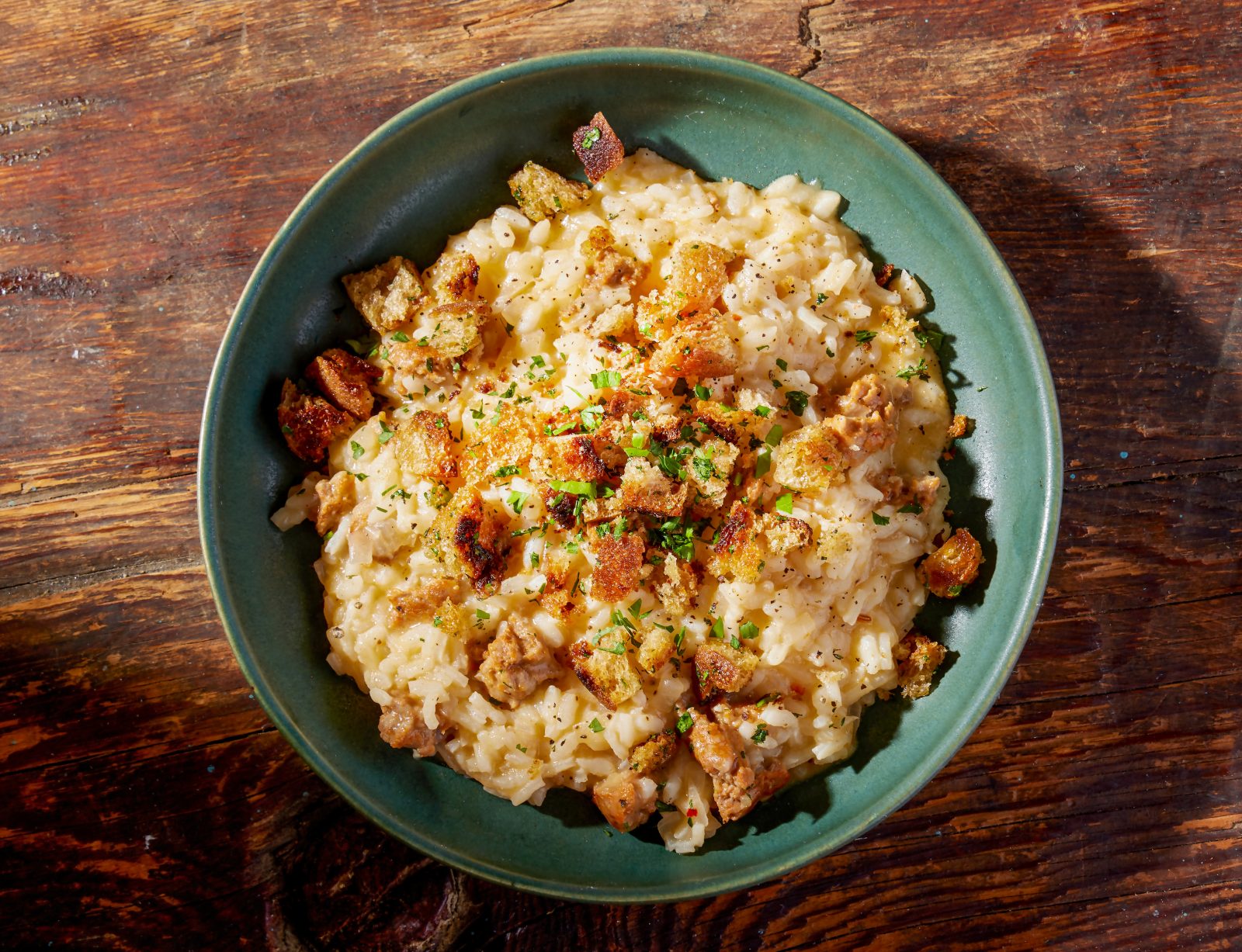 Sausage Risotto Herbed Breadcrumbs