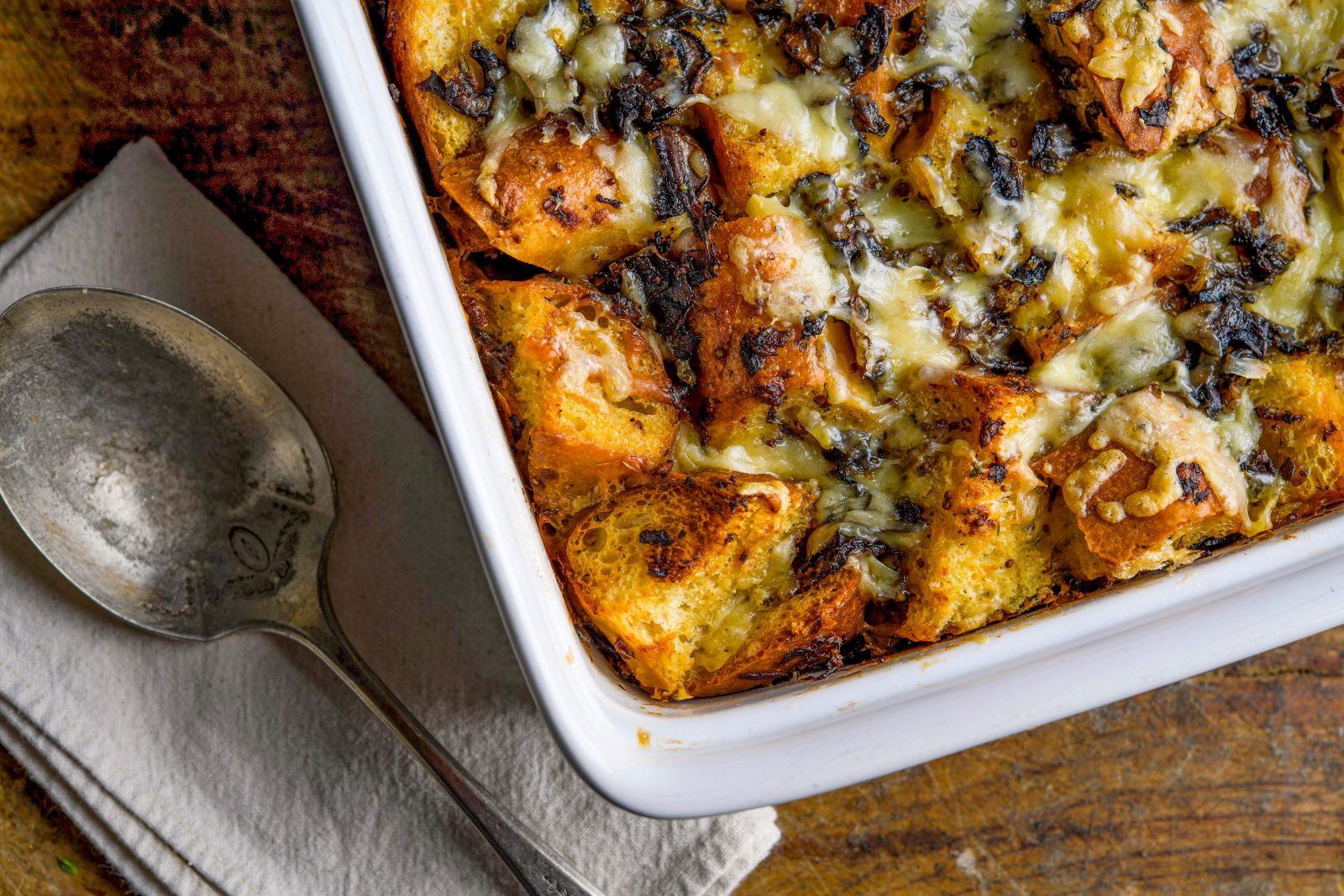 Savory Bread Pudding Mushrooms Gruyere Tarragon