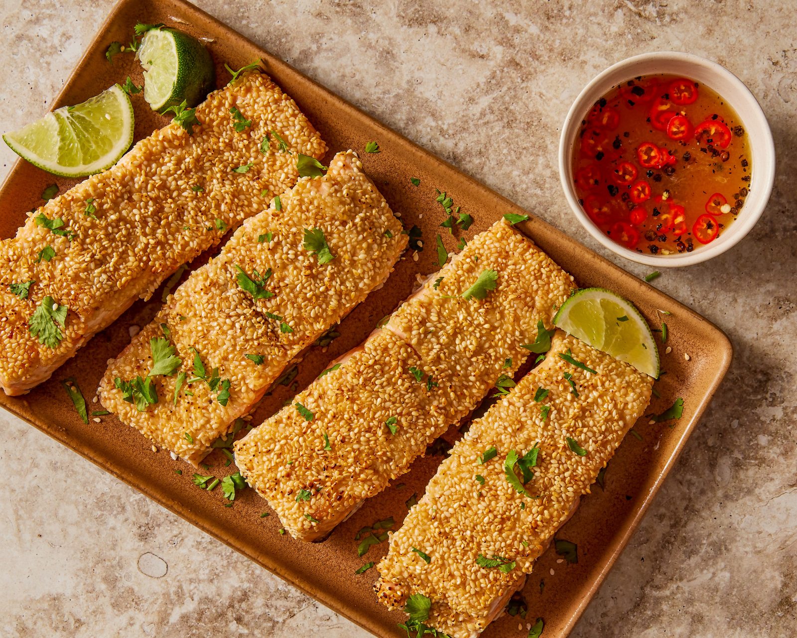 Sesame Crusted Salmon Black Pepper Lime Sauce