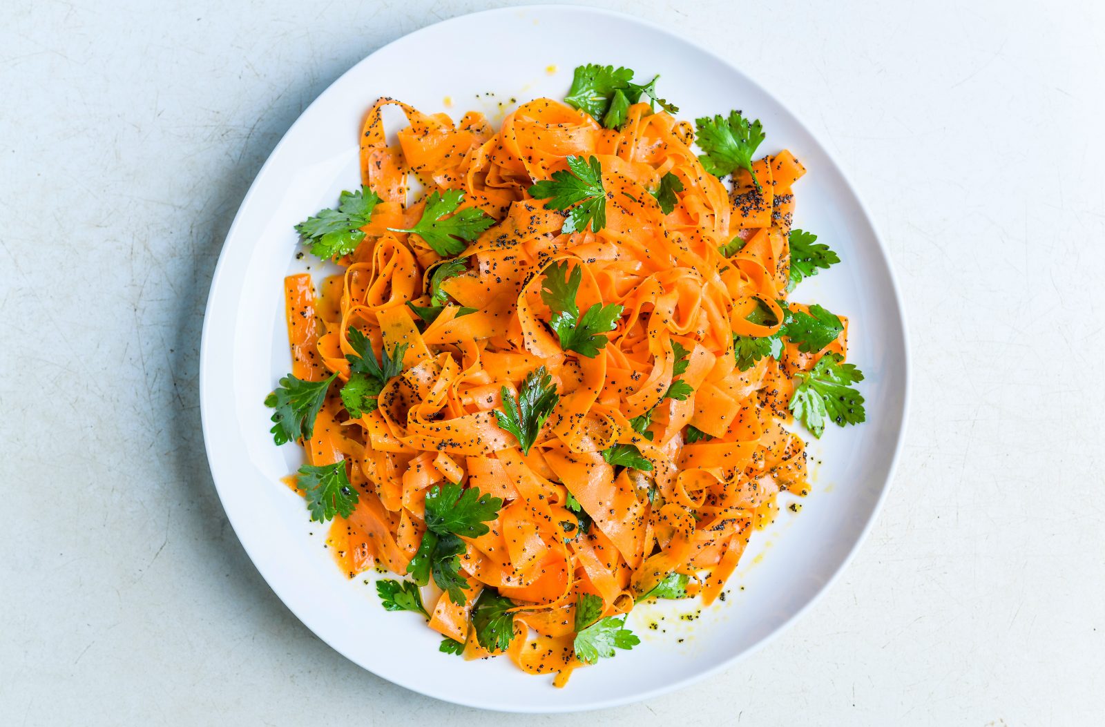 Shaved Carrot Salad Poppy Seeds Parsley