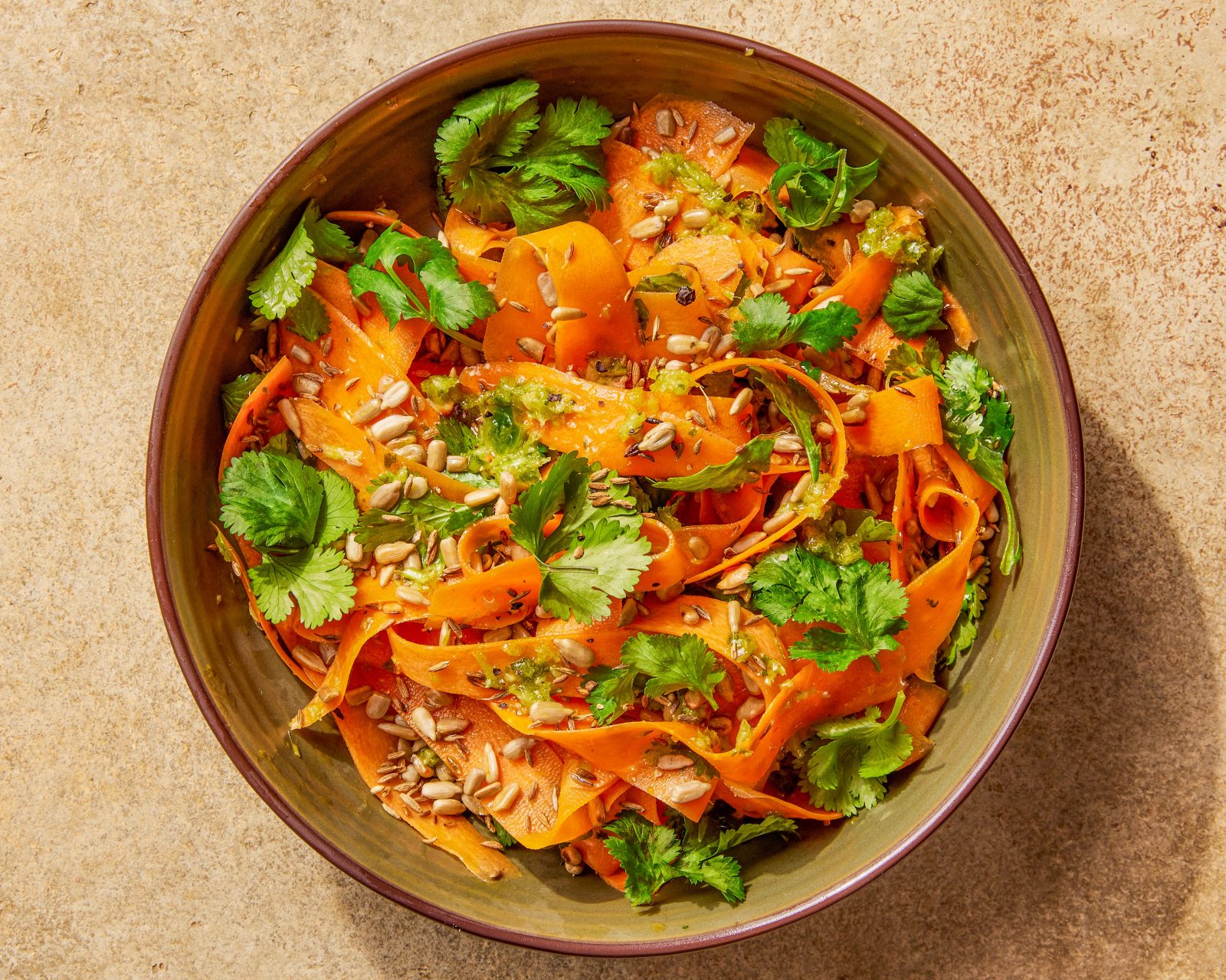 Shaved Carrot Salad Toasted Cumin Cilantro Vinaigrette