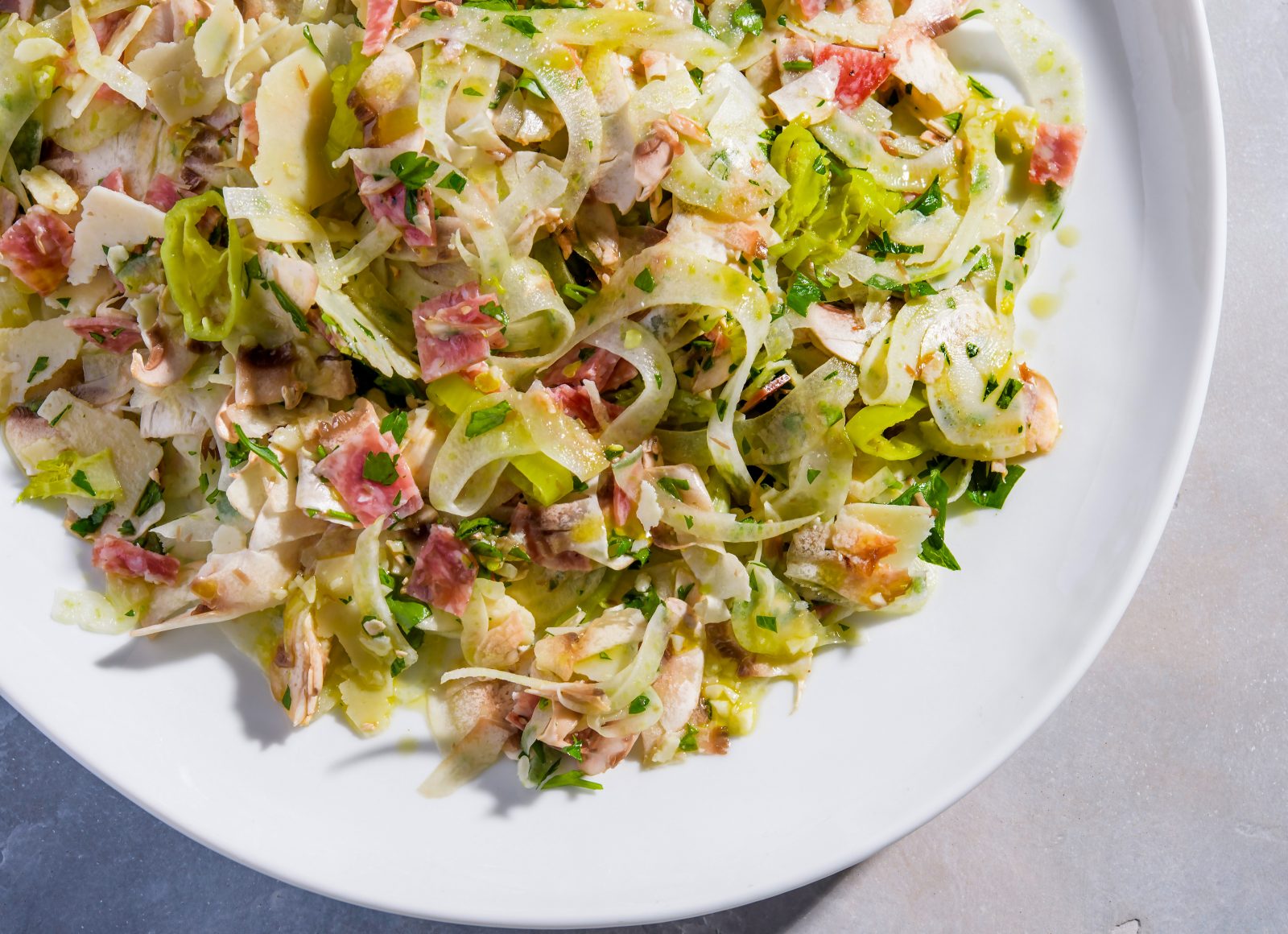 Shaved Fennel Mushroom Parmesan Salad