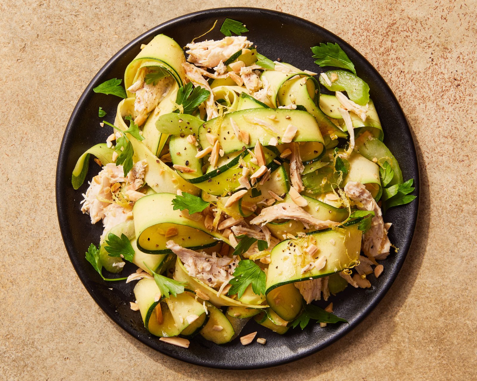 Shaved Zucchini Chicken Salad Lemon Almonds