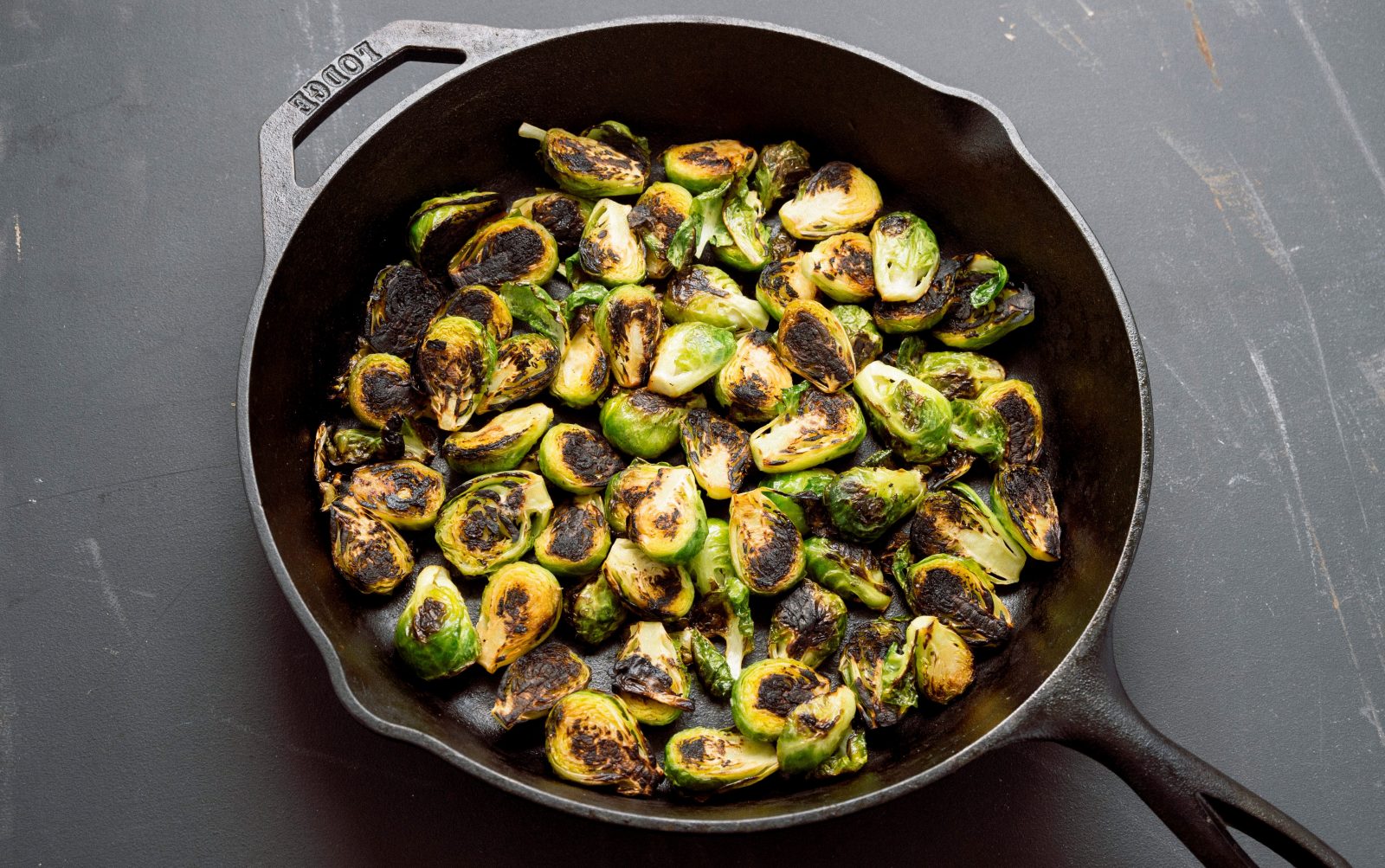 Skillet Charred Brussels Sprouts Garlic Anchovy Chili Cast Iron