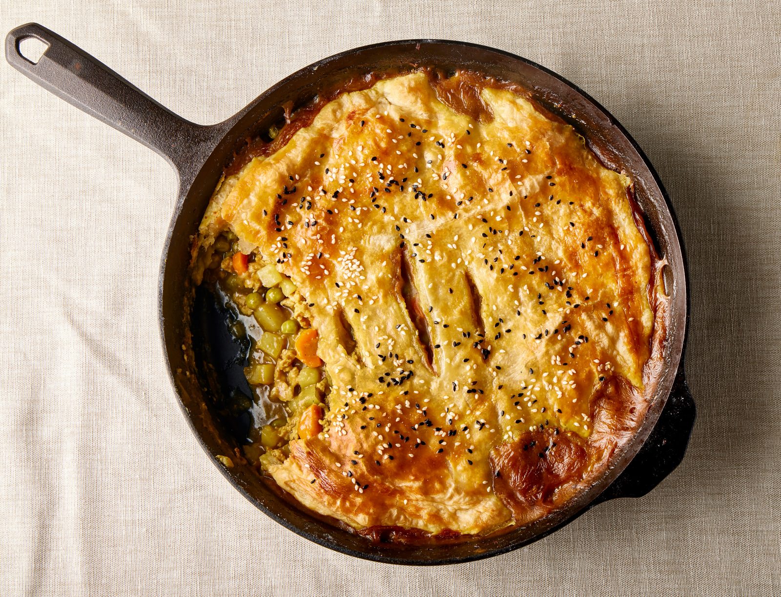 Skillet Chicken Curry Pot Pie
