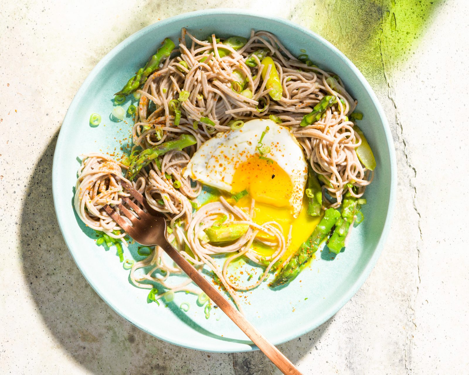 Soba Noodles Asparagus Miso Butter Egg