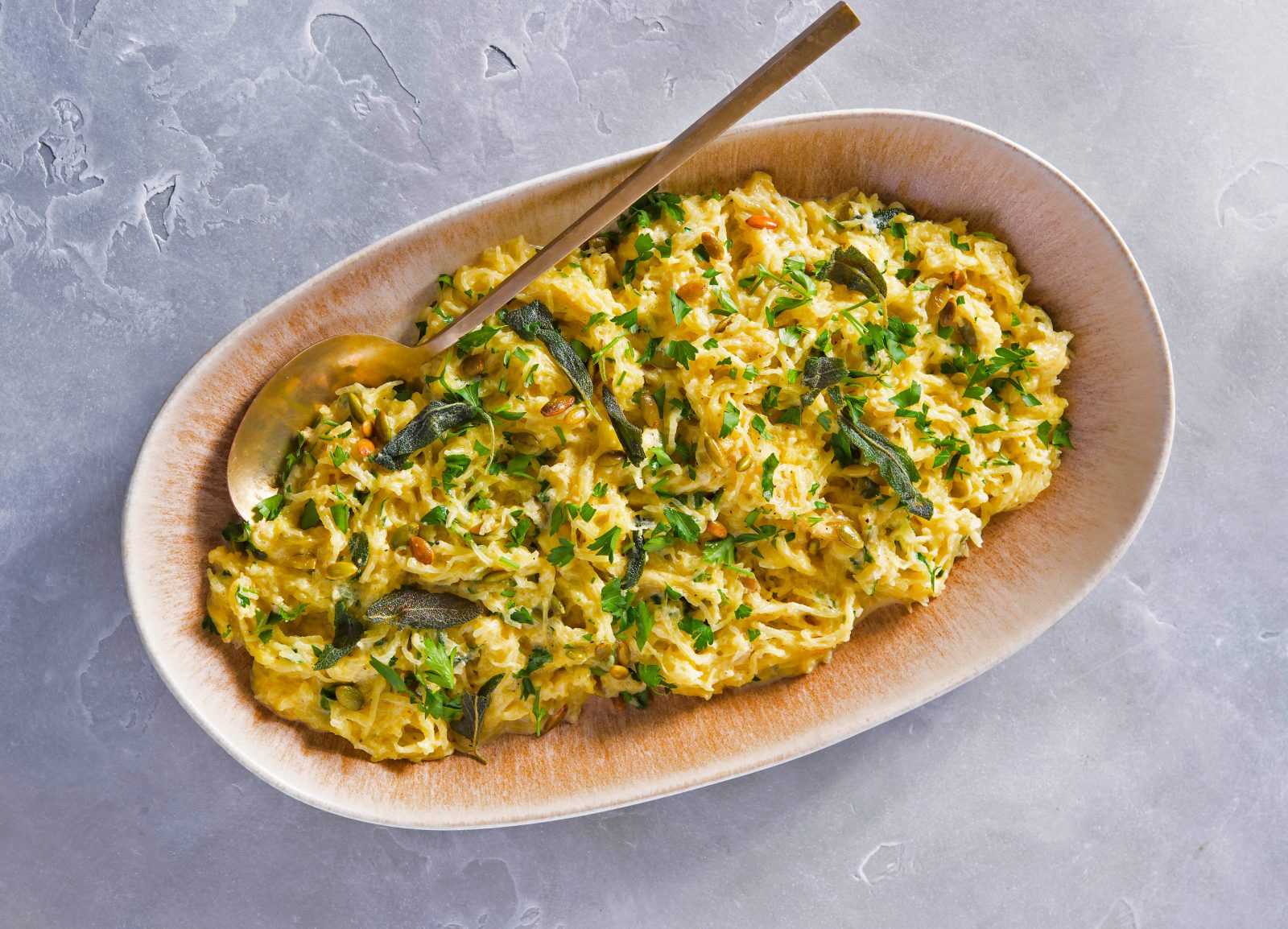 Spaghetti Squash Lemon Cream Herbs