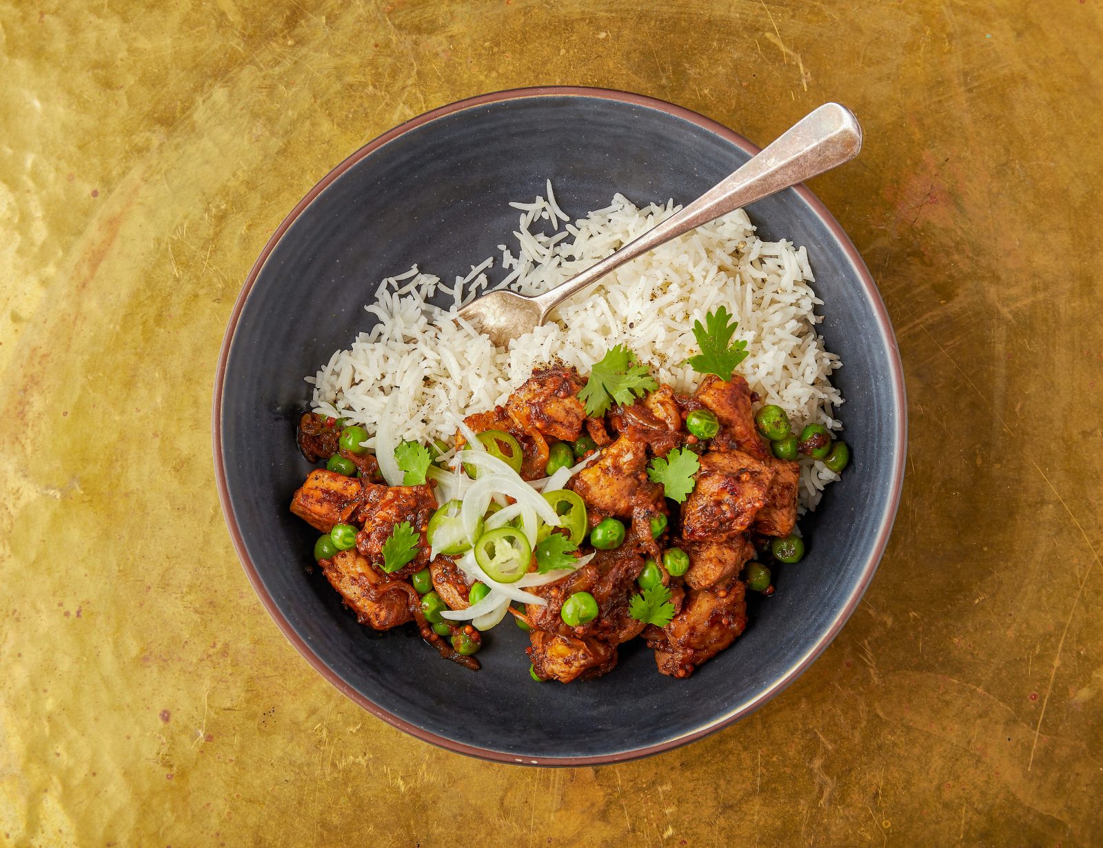 Stir Fried Masala Spiced Pork Peas