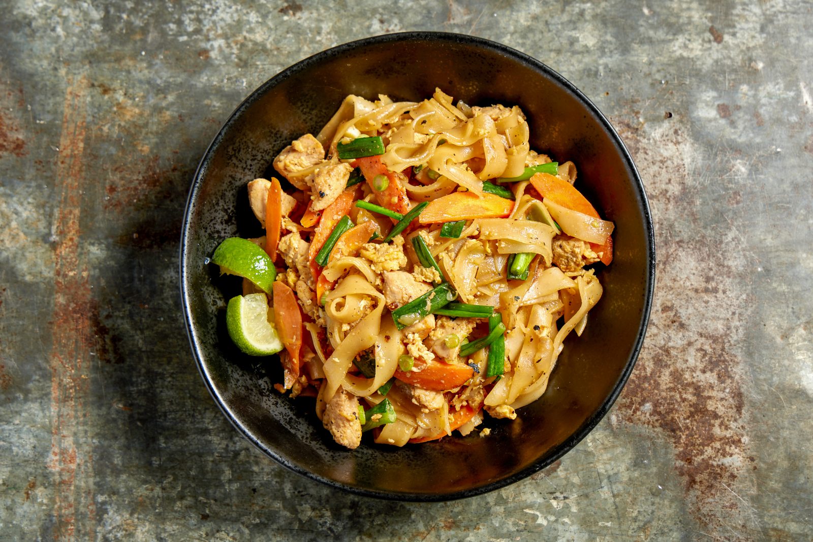 Thai Stir Fried Noodles Chicken Kuay Tiew Kua Gai