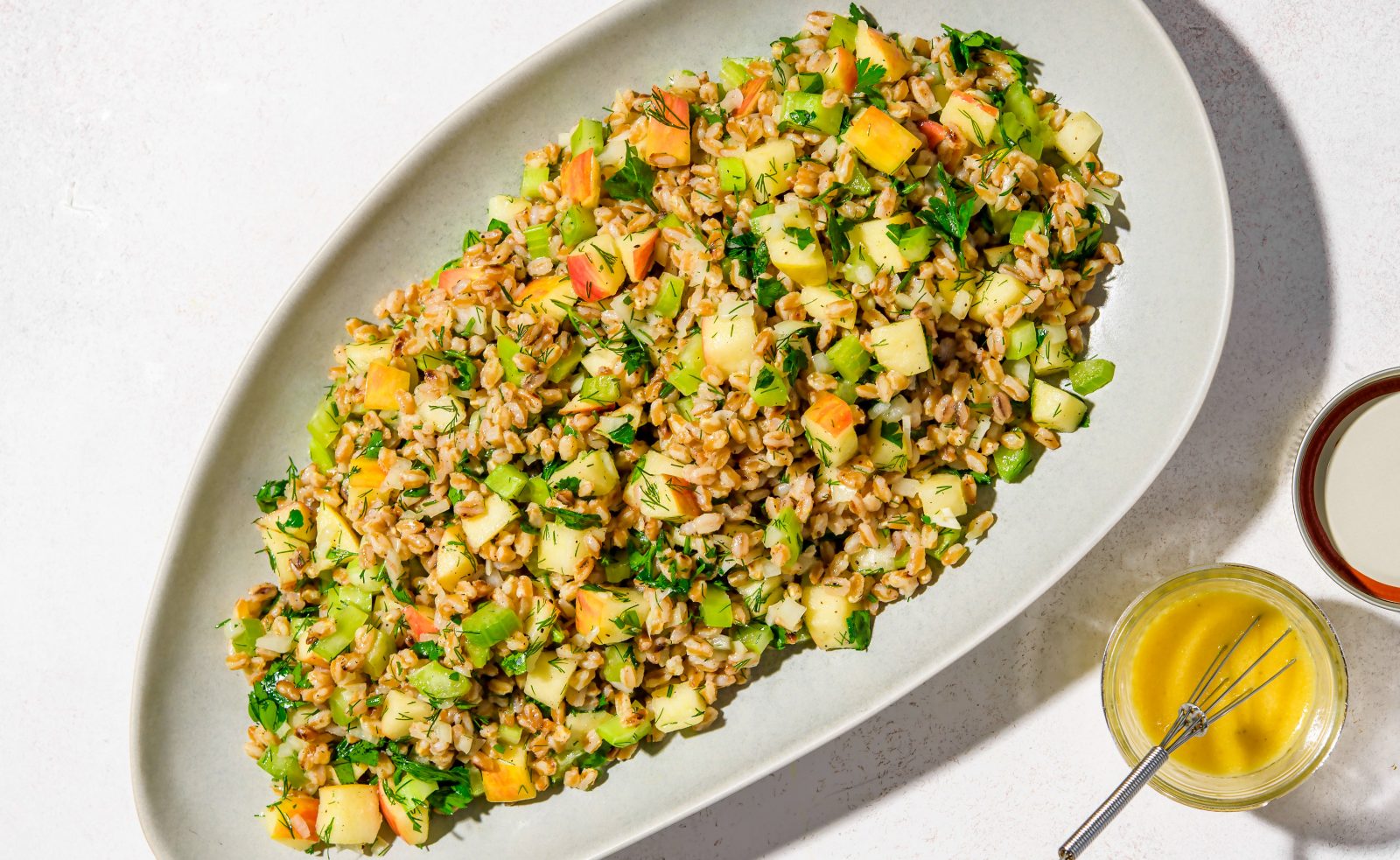 Toasted Farro Apple Salad Mustard Vinaigrette