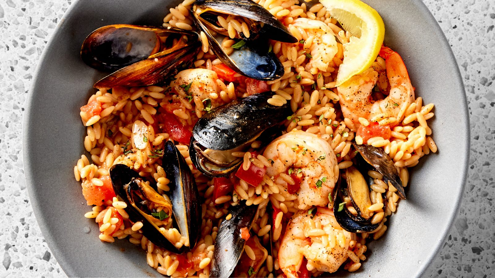 Toasted Orzo with Shrimp and Mussels
