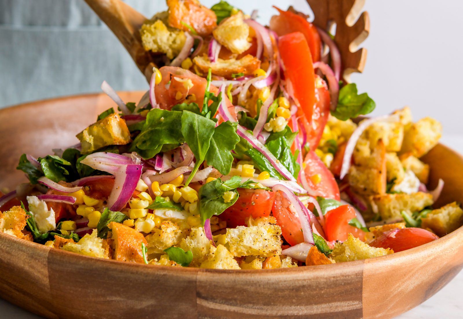 Tomato Arugula Bread Salad Fresh Corn Mozzarella