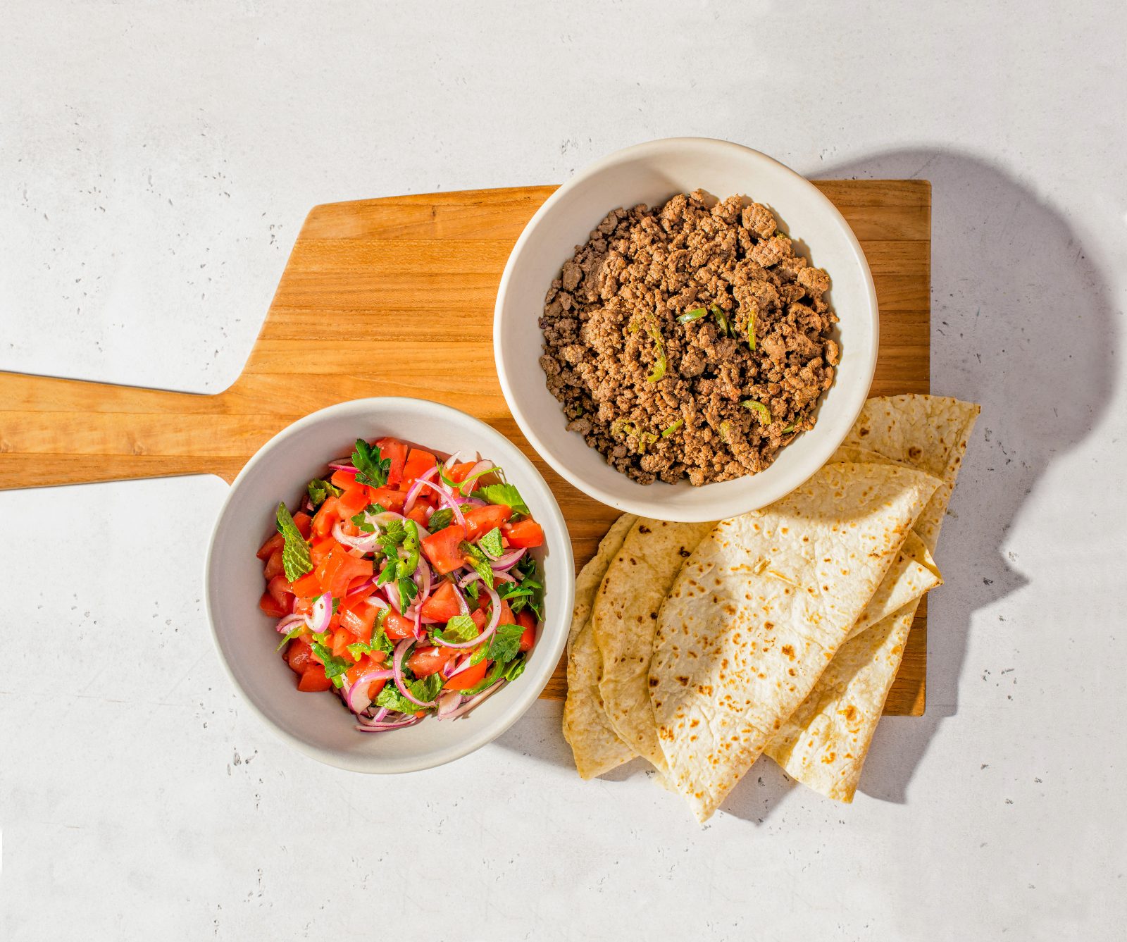 Turkish Beef Wraps Tomato Onion Salad Canvas
