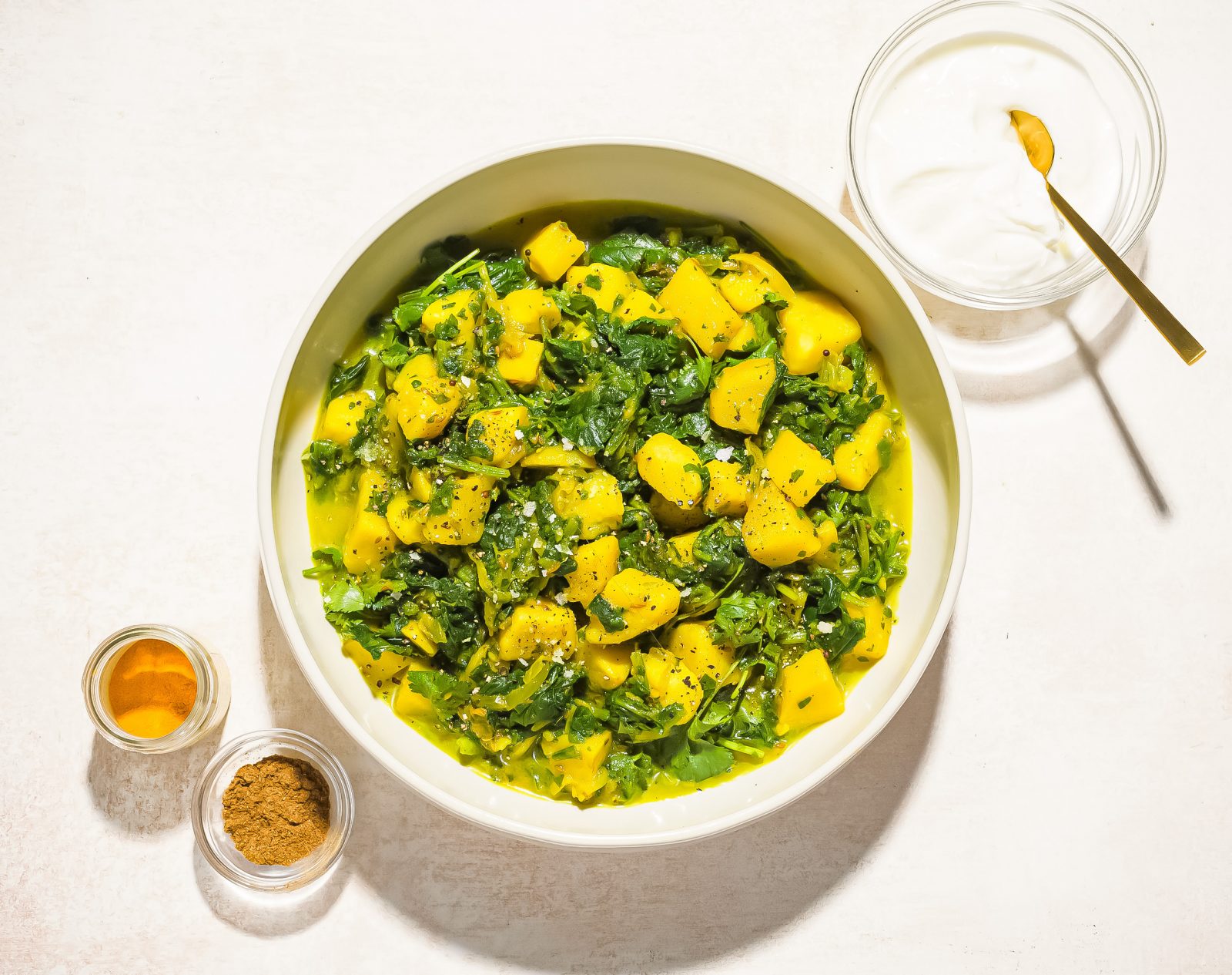 Turmeric Spiced Spinach Potatoes