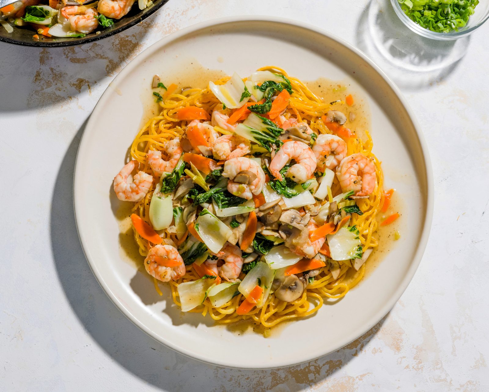Vietnamese Pan Fried Noodles Shrimp Bok Choy