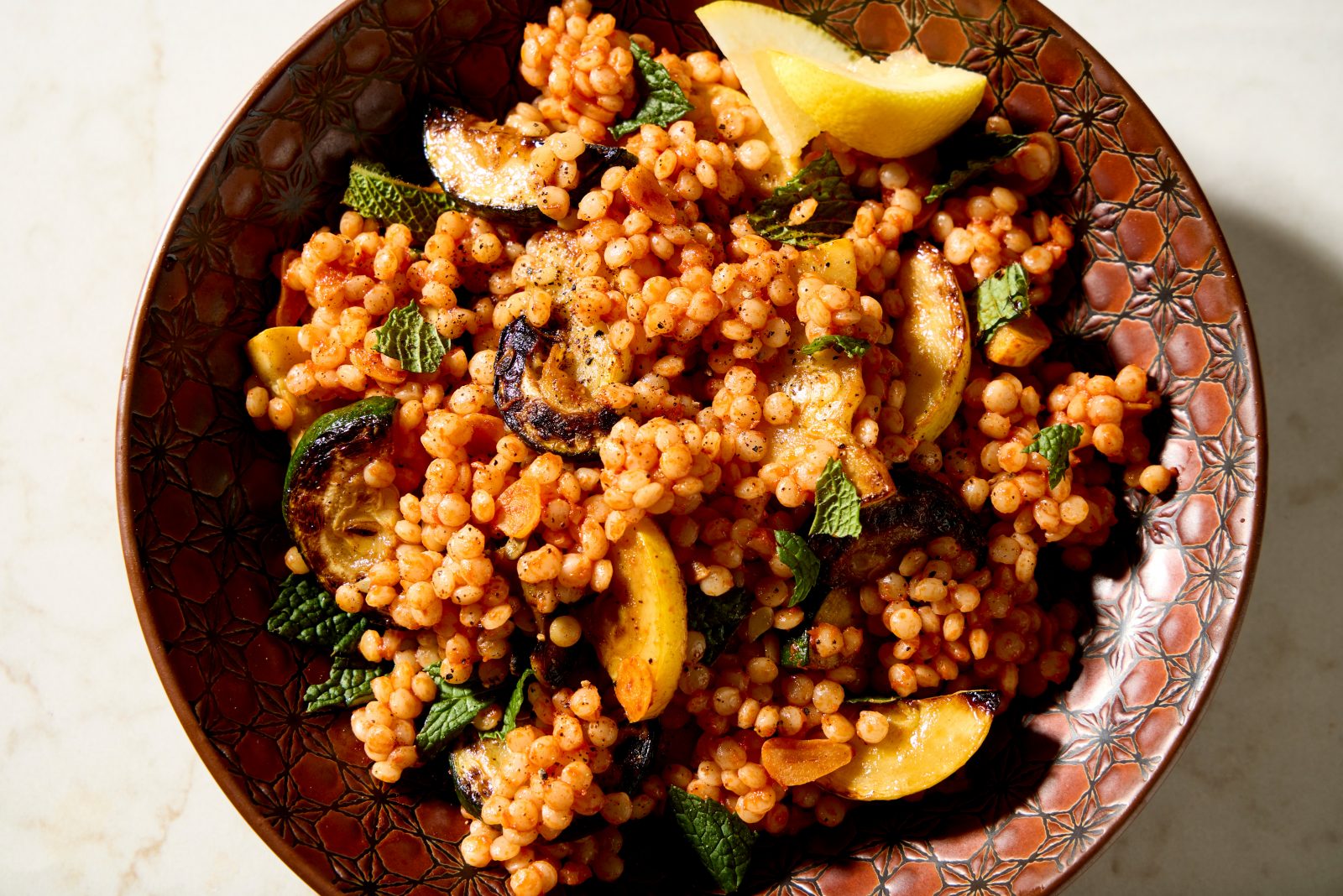 Zucchini Tomato Pearl Couscous Mint